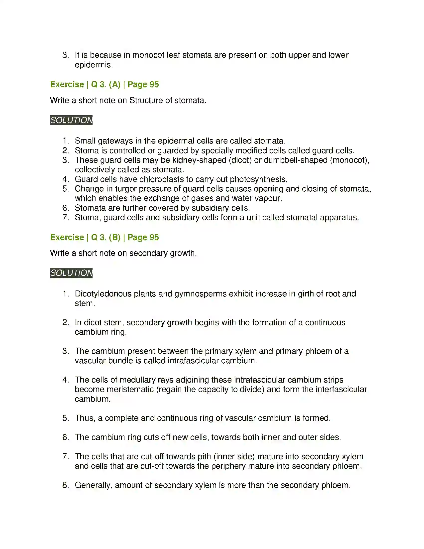 Maharashtra Board Class 11th Biology Plant Tissues and Anatomy Solution 6