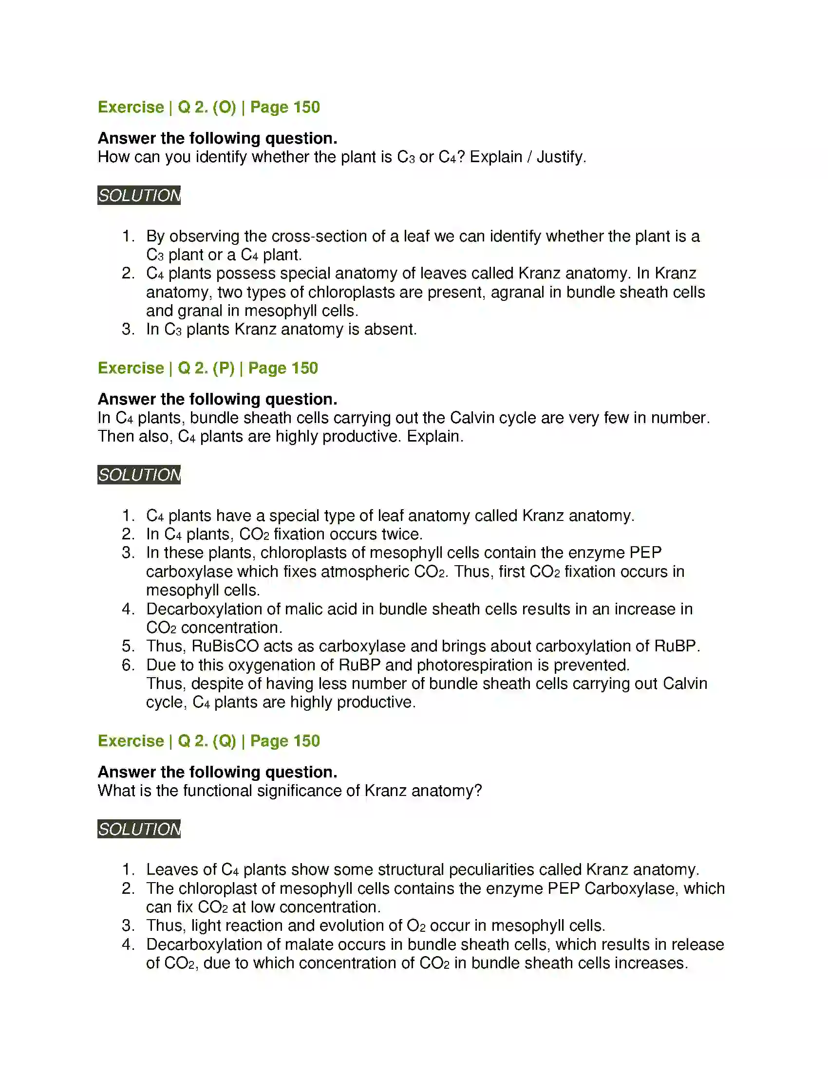 Maharashtra Board Class 11th Biology Photosynthesis Solution 13
