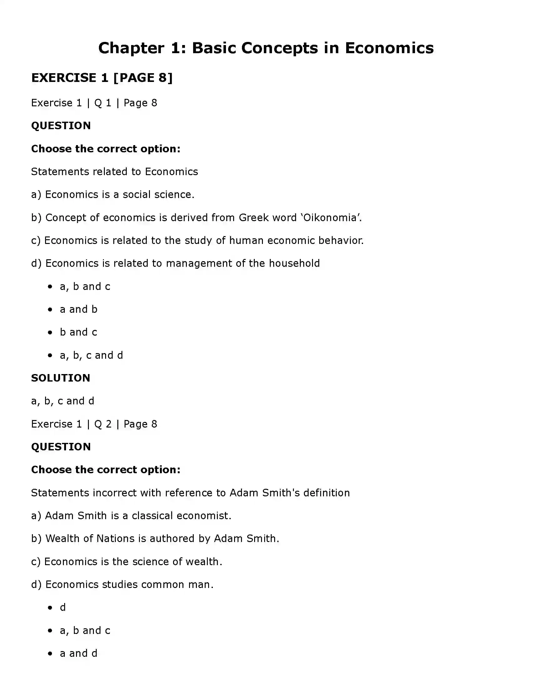 Maharashtra Board Class 11th Economics Basic Concepts in Economics Solution 1