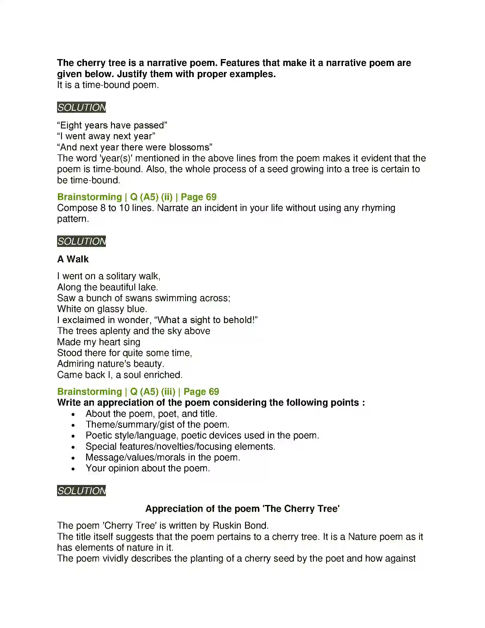 Maharashtra Board Class 11th English 2.1 Cherry Tree Solution 9