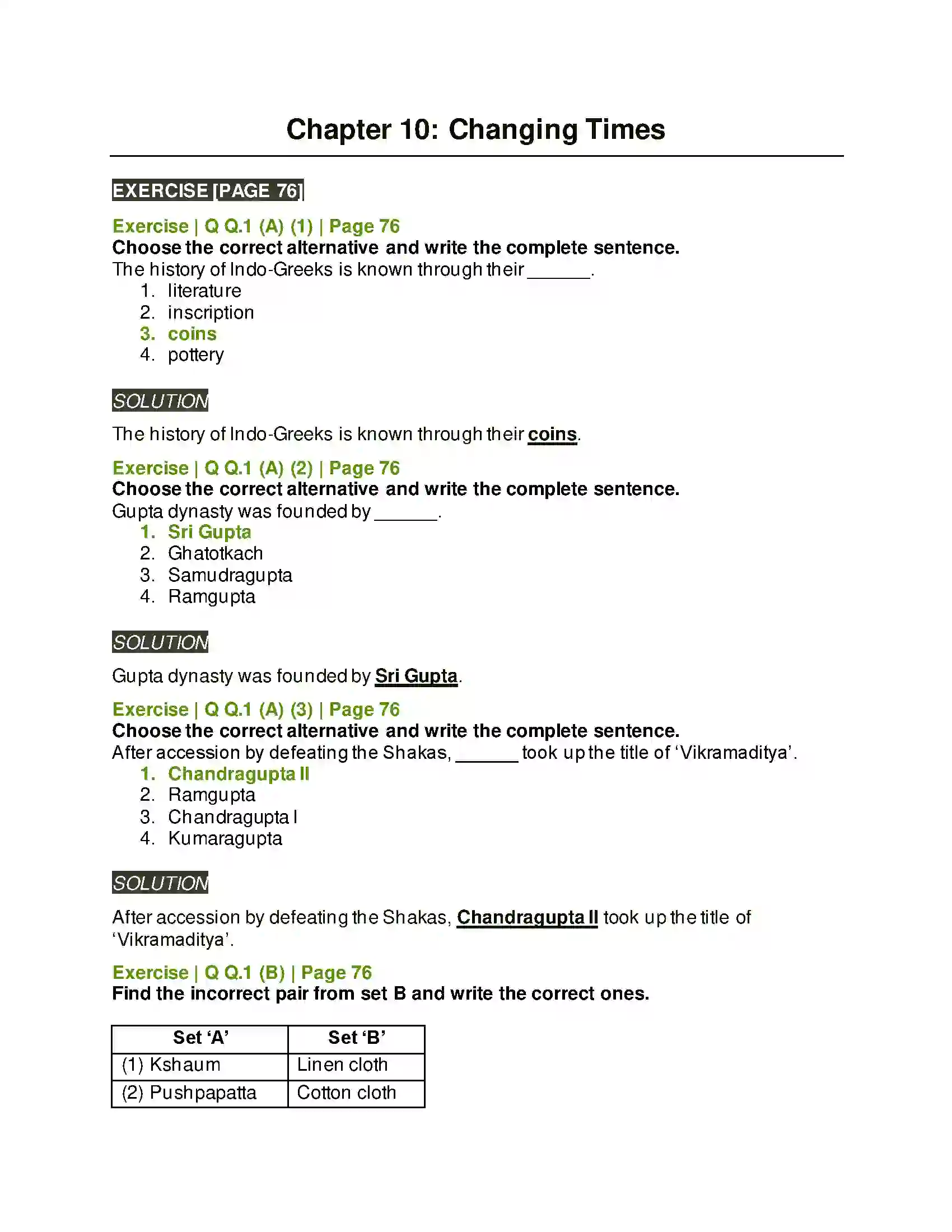 Maharashtra Board Class 11th History Changing Times Solution 1