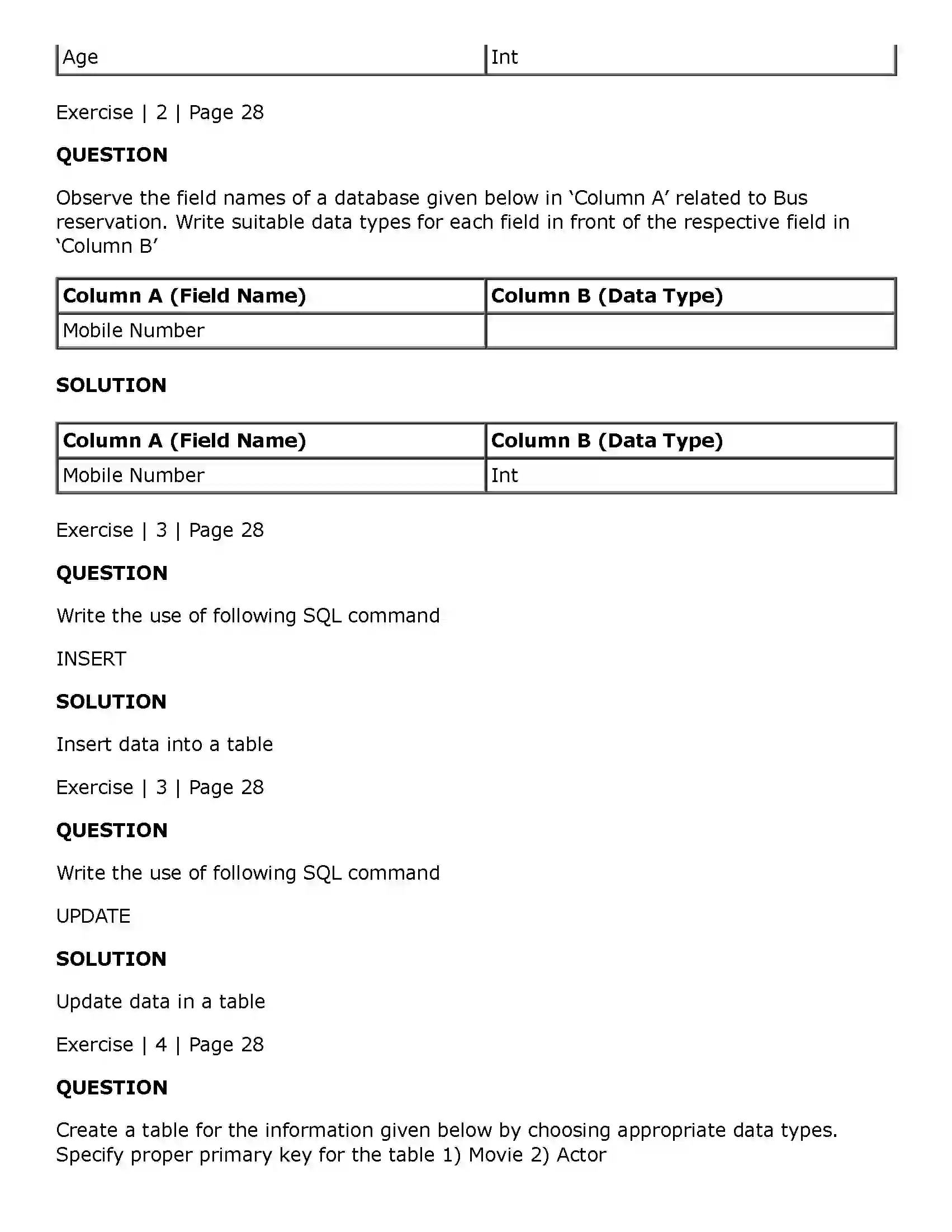 Maharashtra Board Class 11th Information Technology (IT) Introduction to DBMS Solution 4
