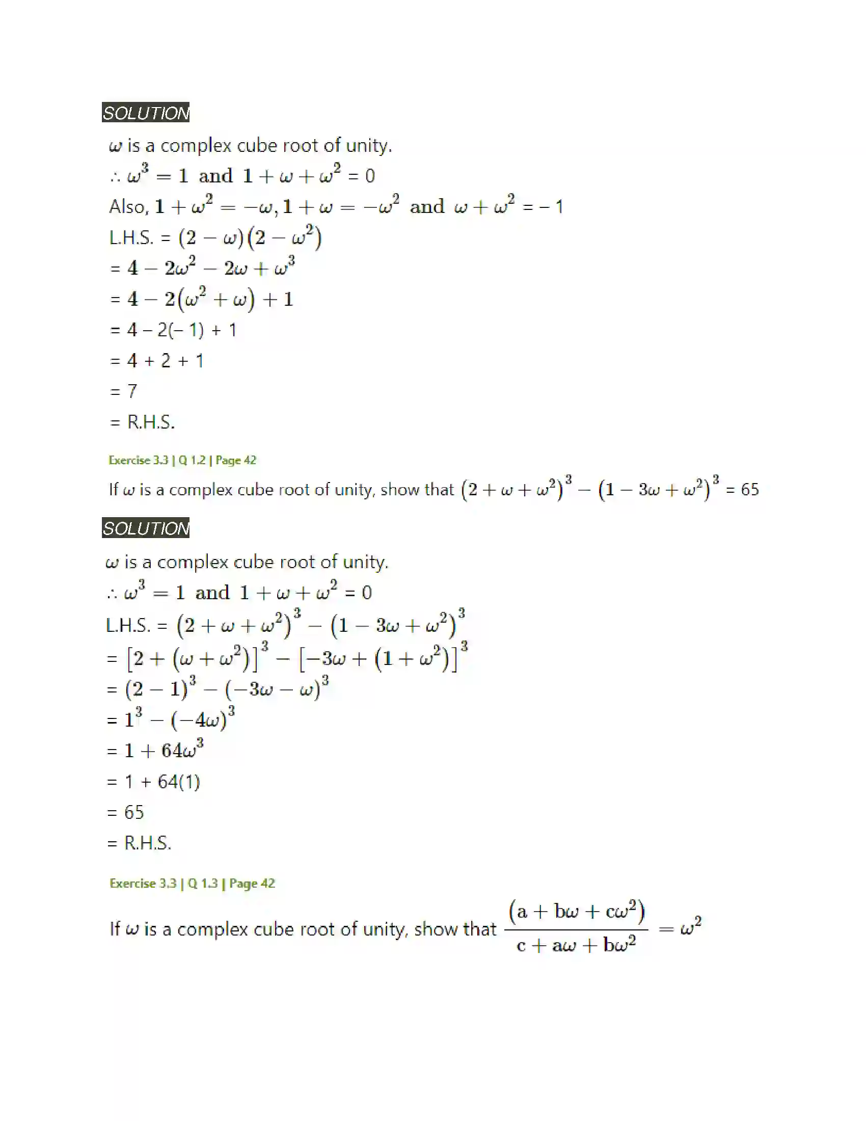 Maharashtra Board Class 11th Mathematics & Statistics - 1 Complex Numbers Solution 33