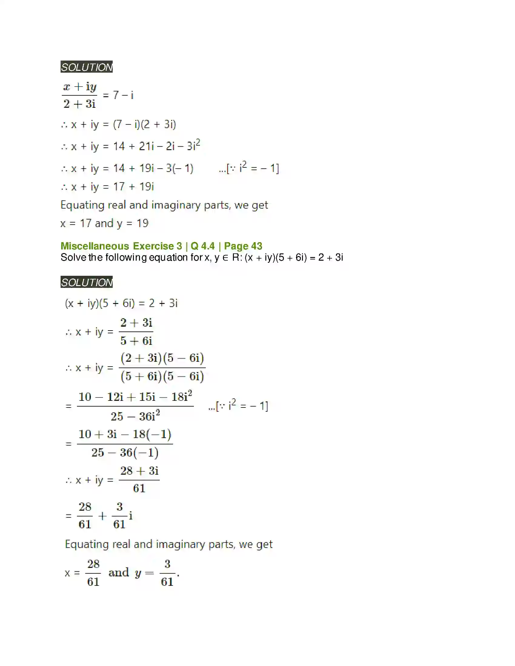 Maharashtra Board Class 11th Mathematics & Statistics - 1 Complex Numbers Solution 47