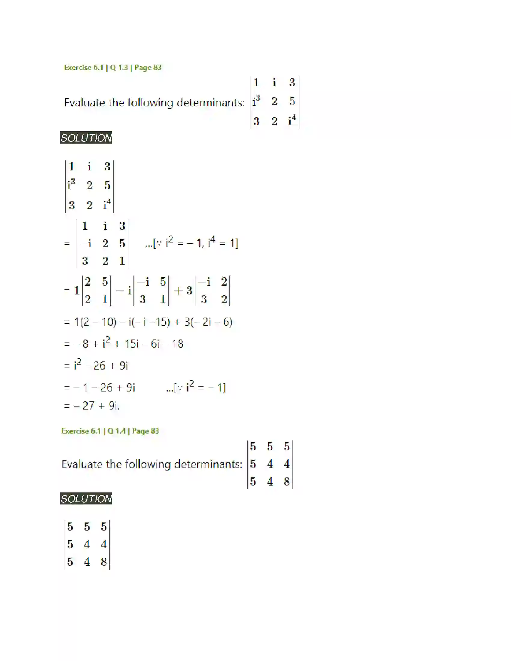 Maharashtra Board Class 11th Mathematics & Statistics - 1 Determinants Solution 2