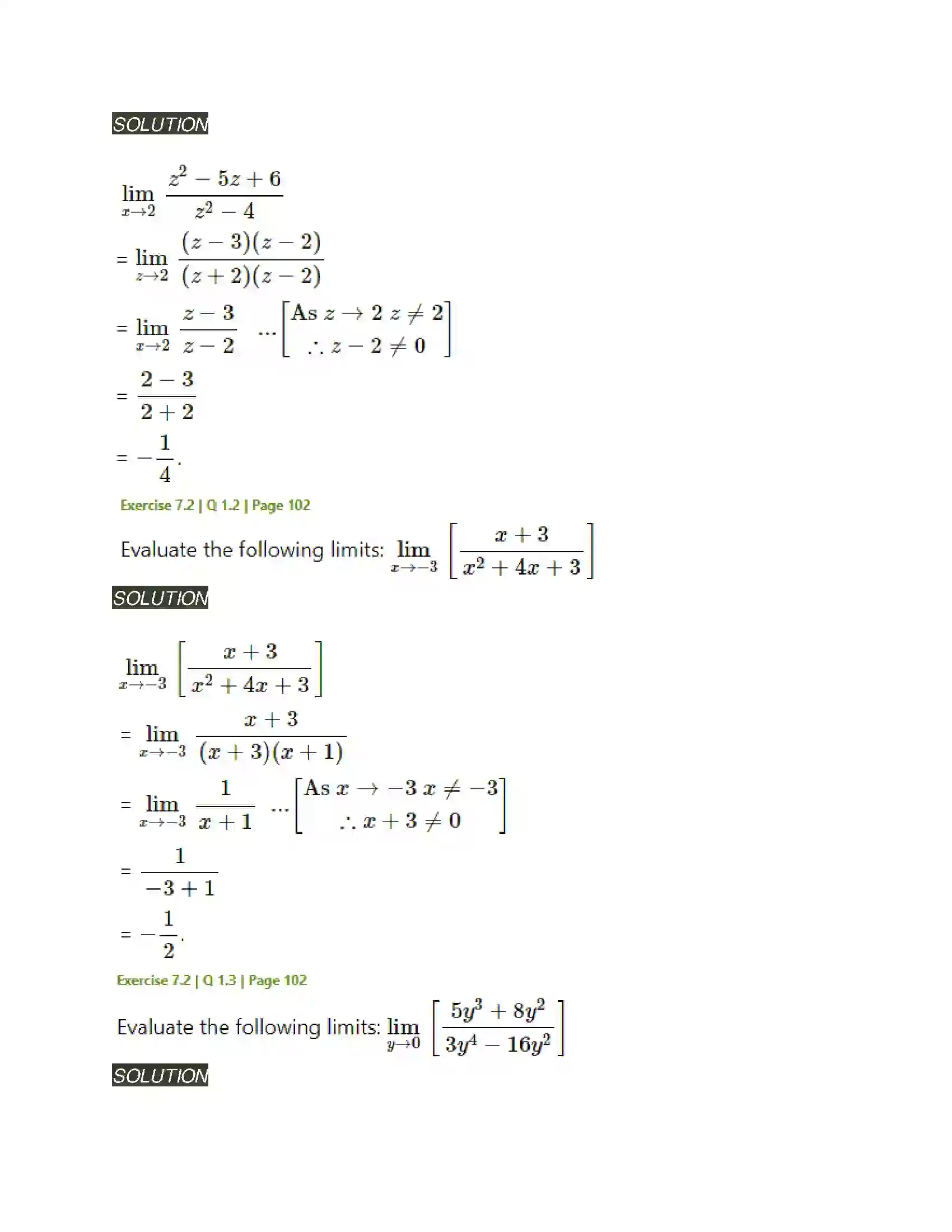 Maharashtra Board Class 11th Mathematics & Statistics - 1 Limits Solution 10