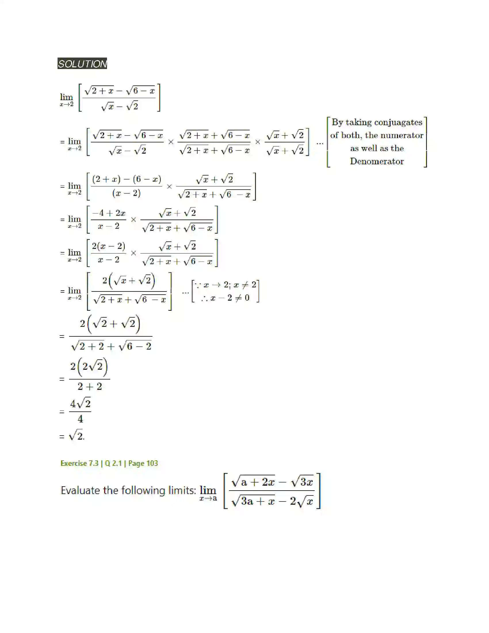 Maharashtra Board Class 11th Mathematics & Statistics - 1 Limits Solution 20