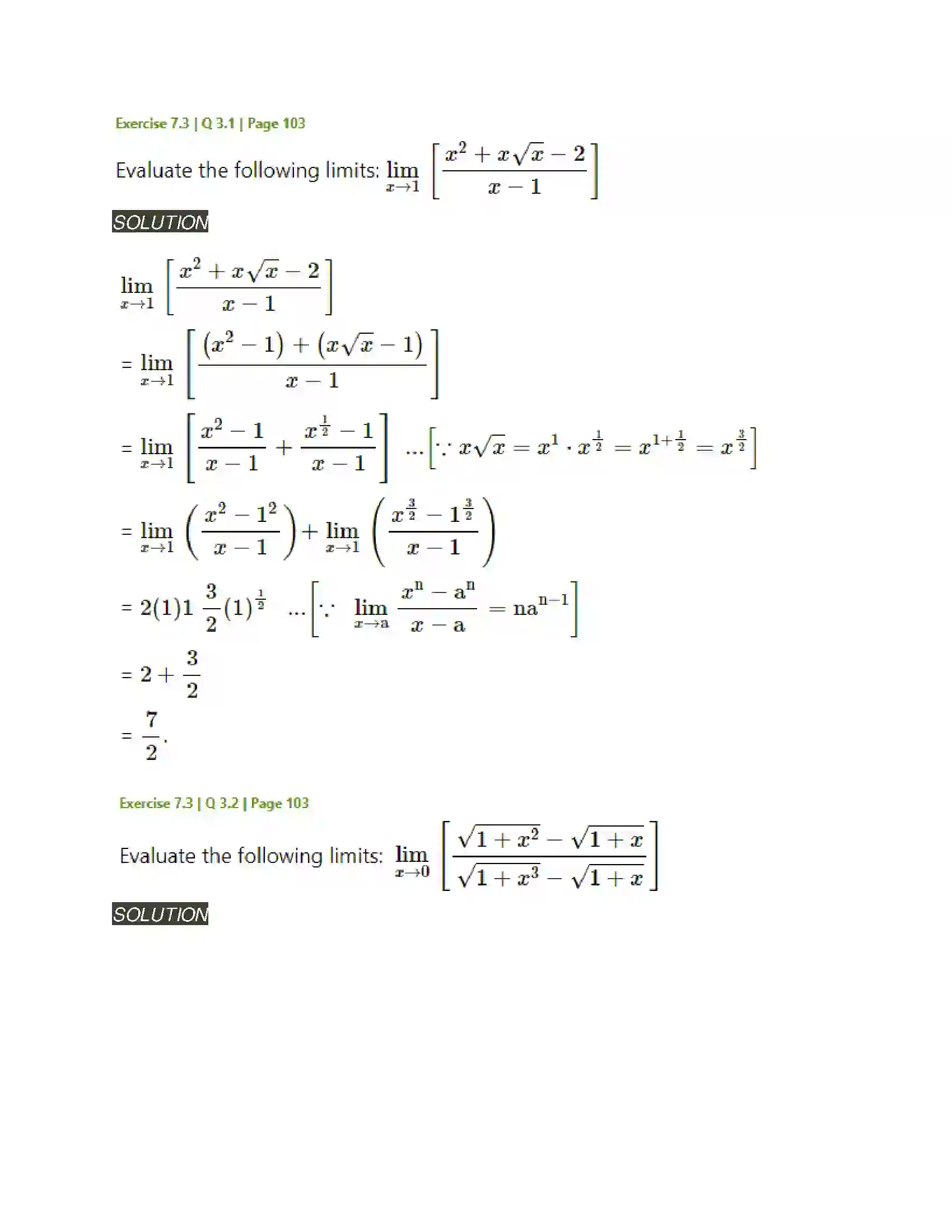 Maharashtra Board Class 11th Mathematics & Statistics - 1 Limits Solution 23