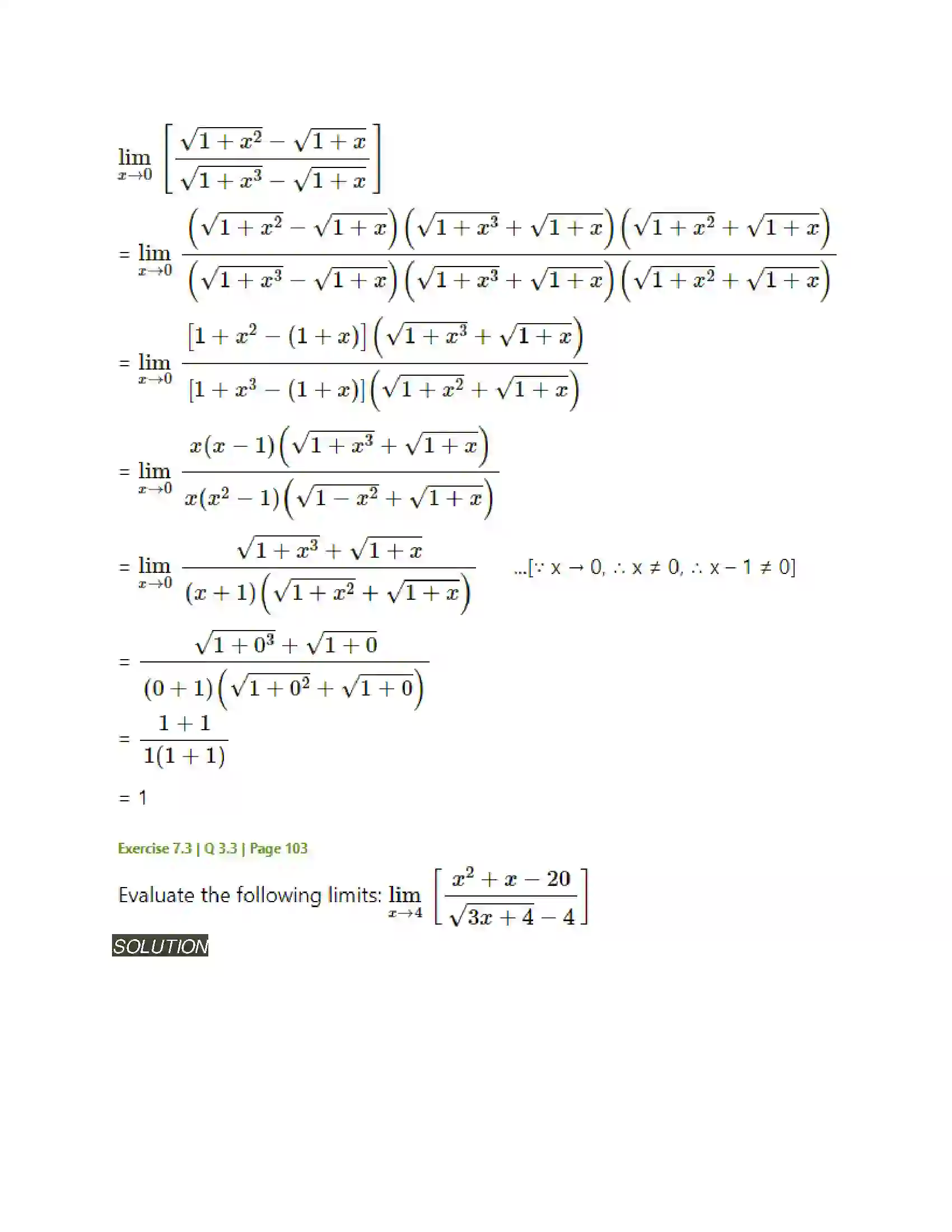 Maharashtra Board Class 11th Mathematics & Statistics - 1 Limits Solution 24