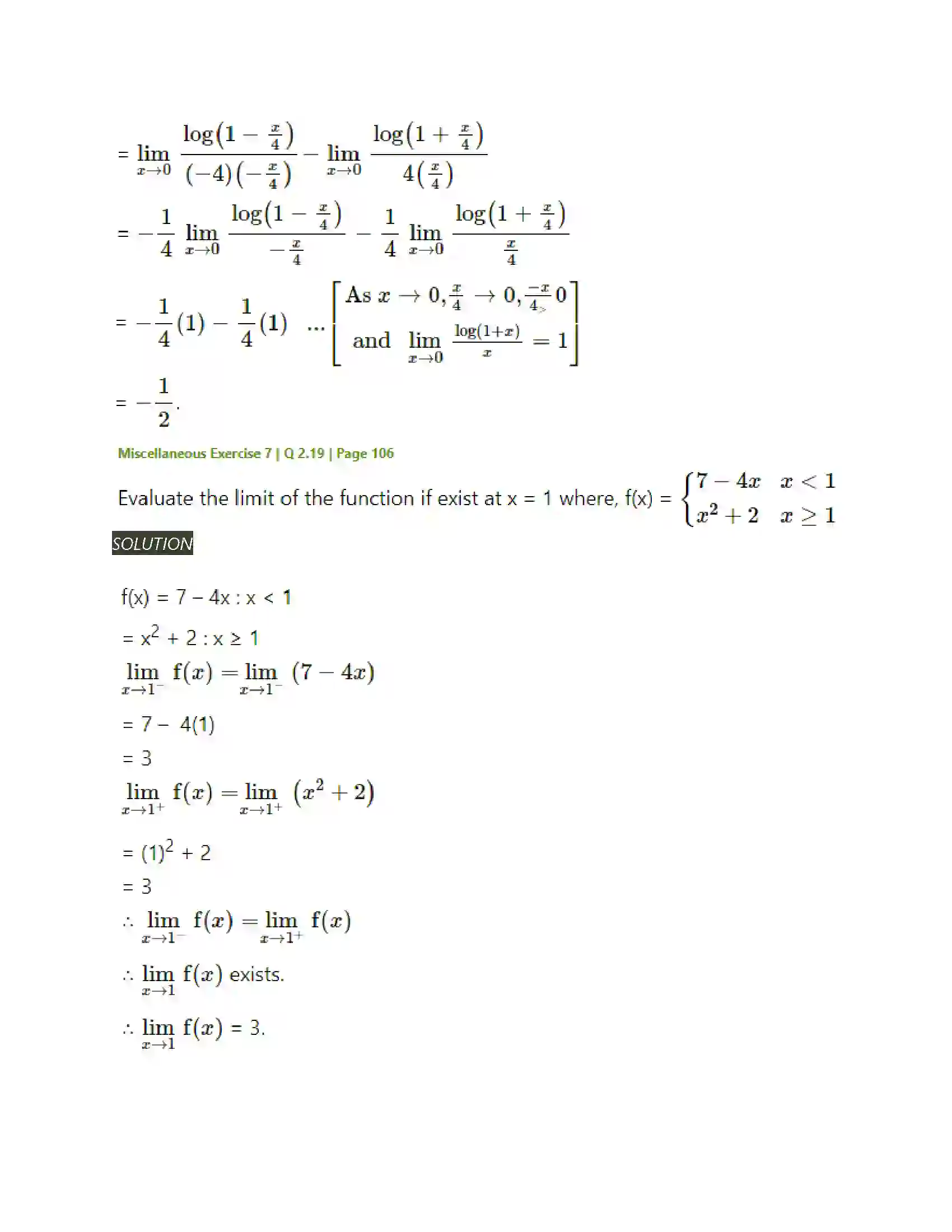 Maharashtra Board Class 11th Mathematics & Statistics - 1 Limits Solution 61