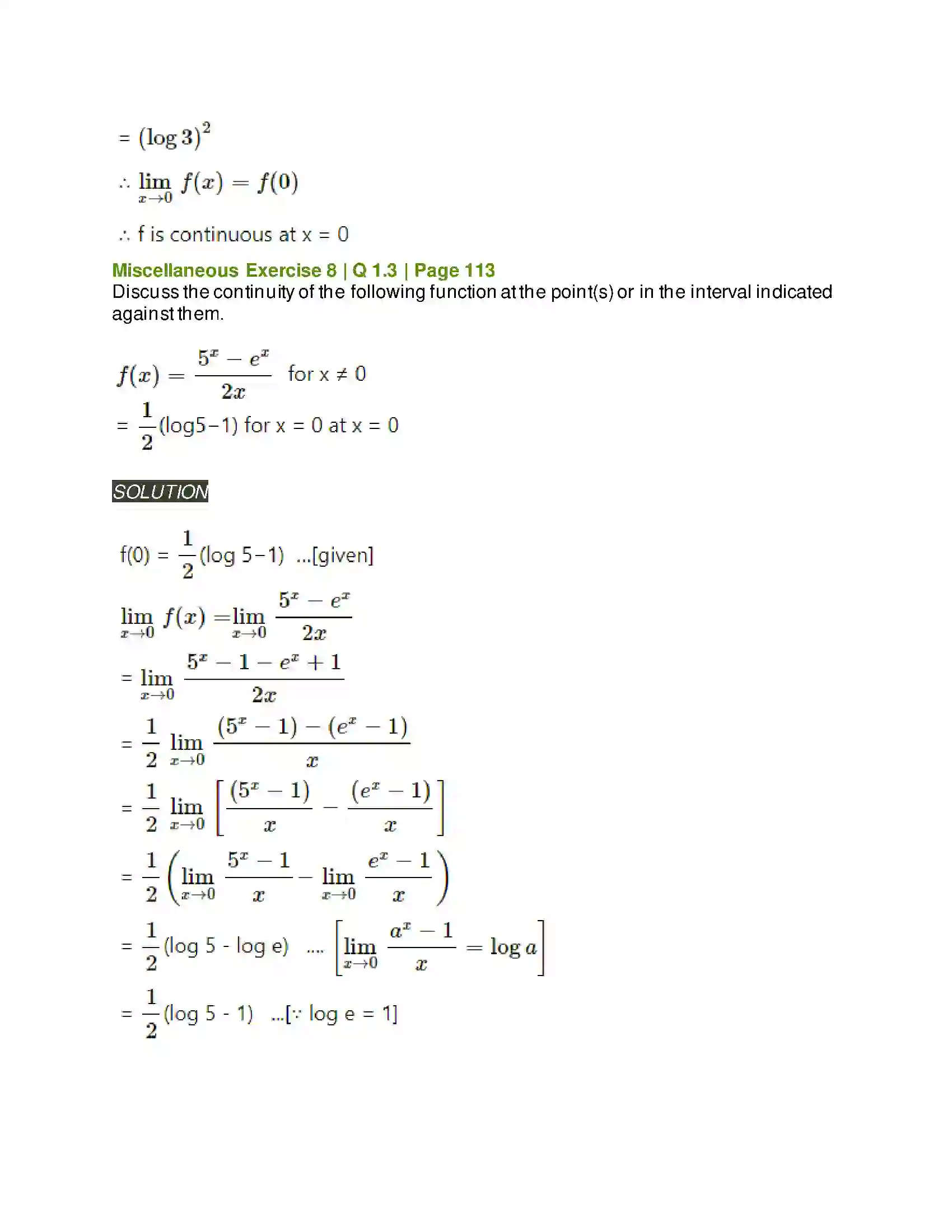 Maharashtra Board Class 11th Mathematics & Statistics - 1 Continuity Solution 14