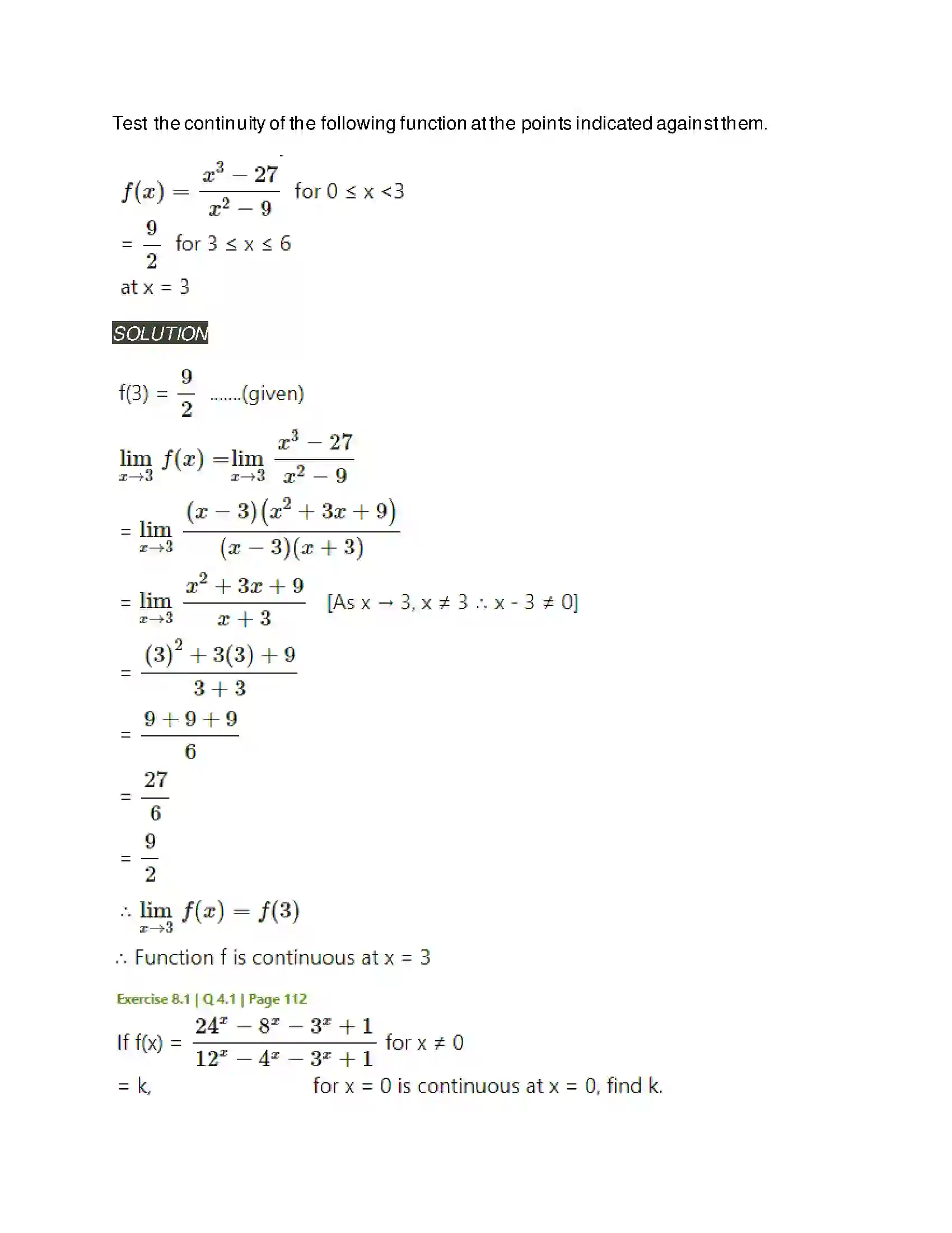 Maharashtra Board Class 11th Mathematics & Statistics - 1 Continuity Solution 7