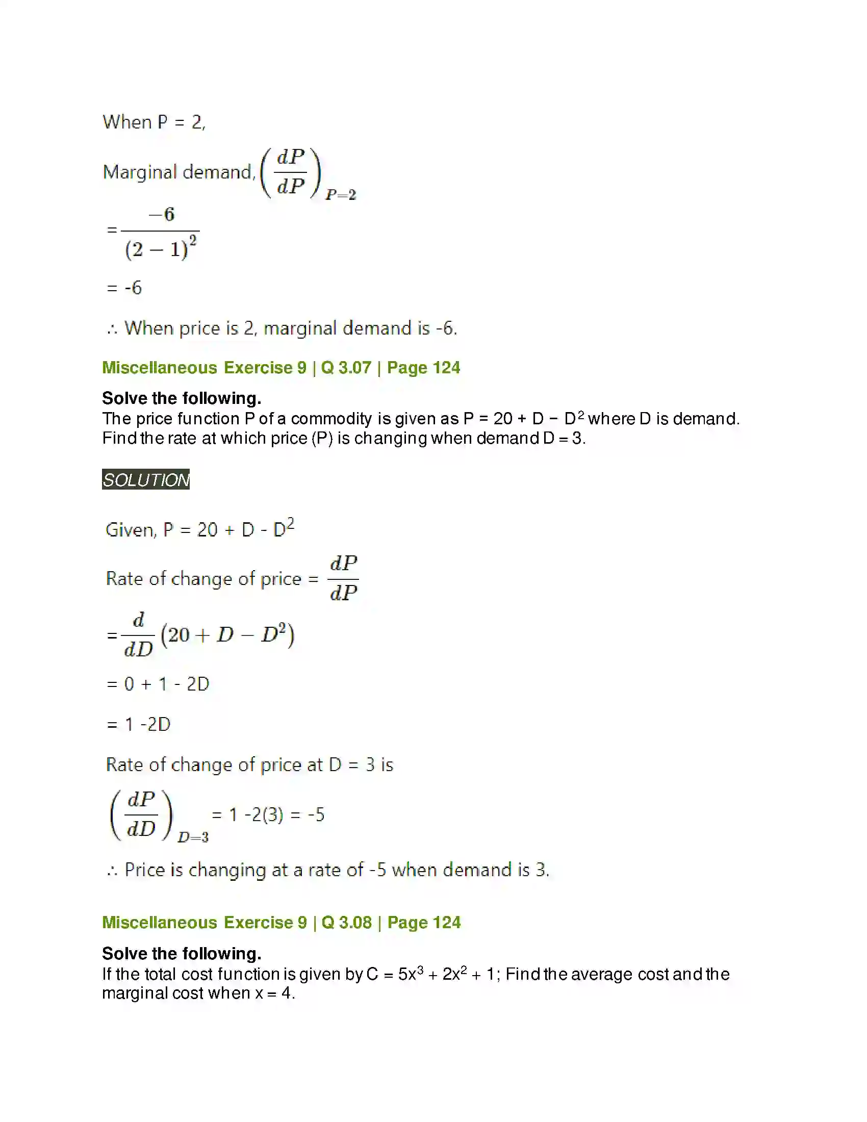 Maharashtra Board Class 11th Mathematics & Statistics - 1 Differentiation Solution 50