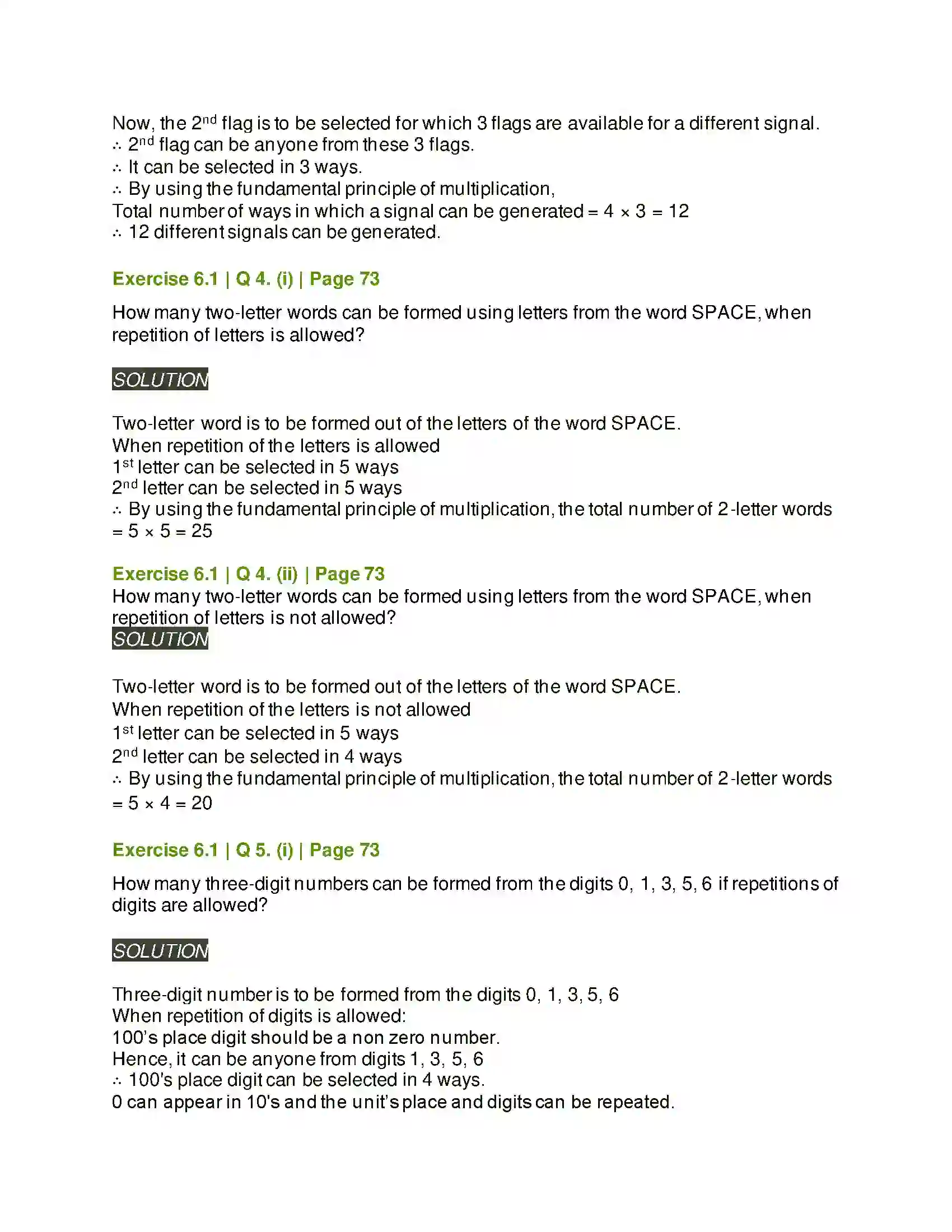 Maharashtra Board Class 11th Mathematics & Statistics - 2 Permutations and Combinations Solution 2