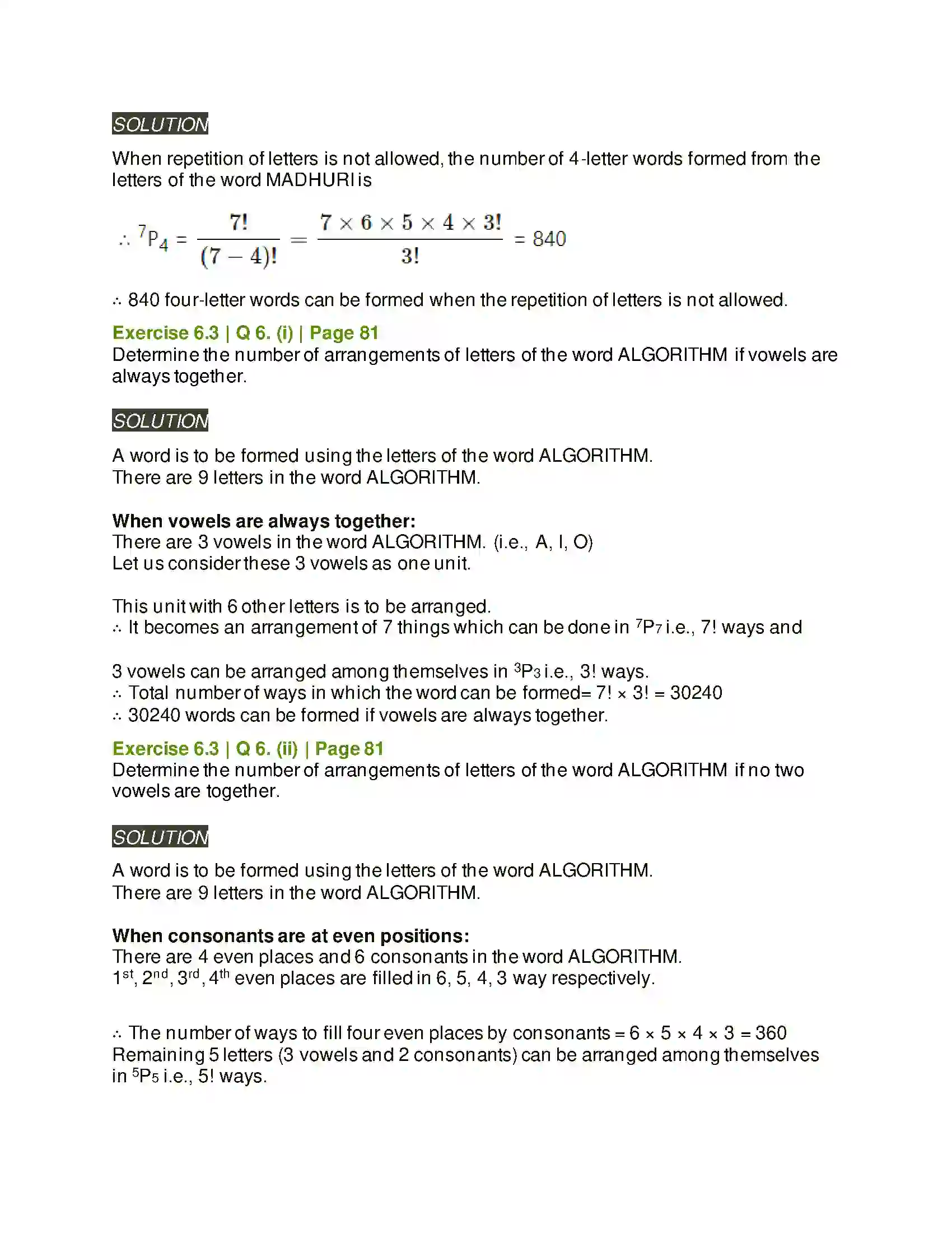 Maharashtra Board Class 11th Mathematics & Statistics - 2 Permutations and Combinations Solution 26