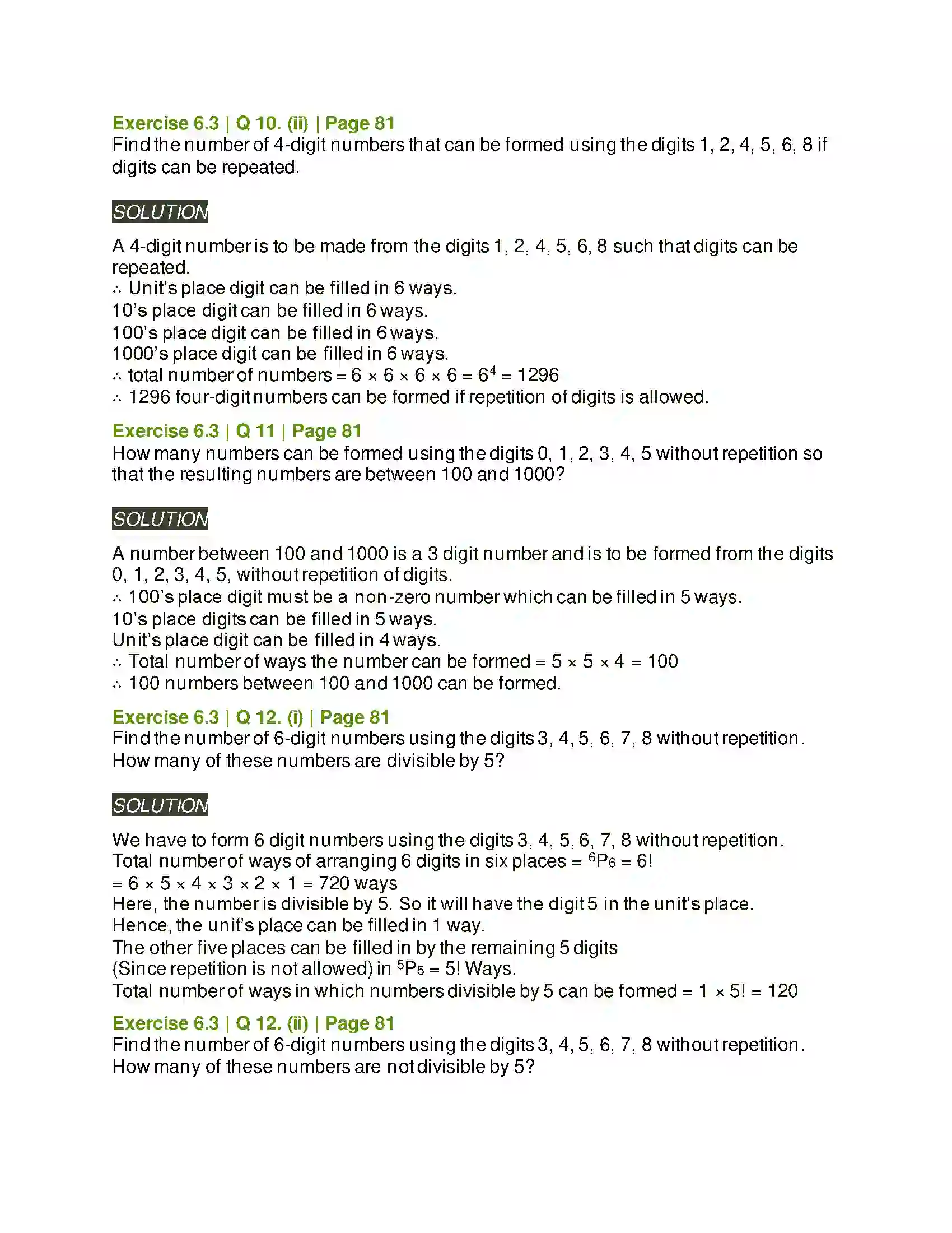 Maharashtra Board Class 11th Mathematics & Statistics - 2 Permutations and Combinations Solution 30