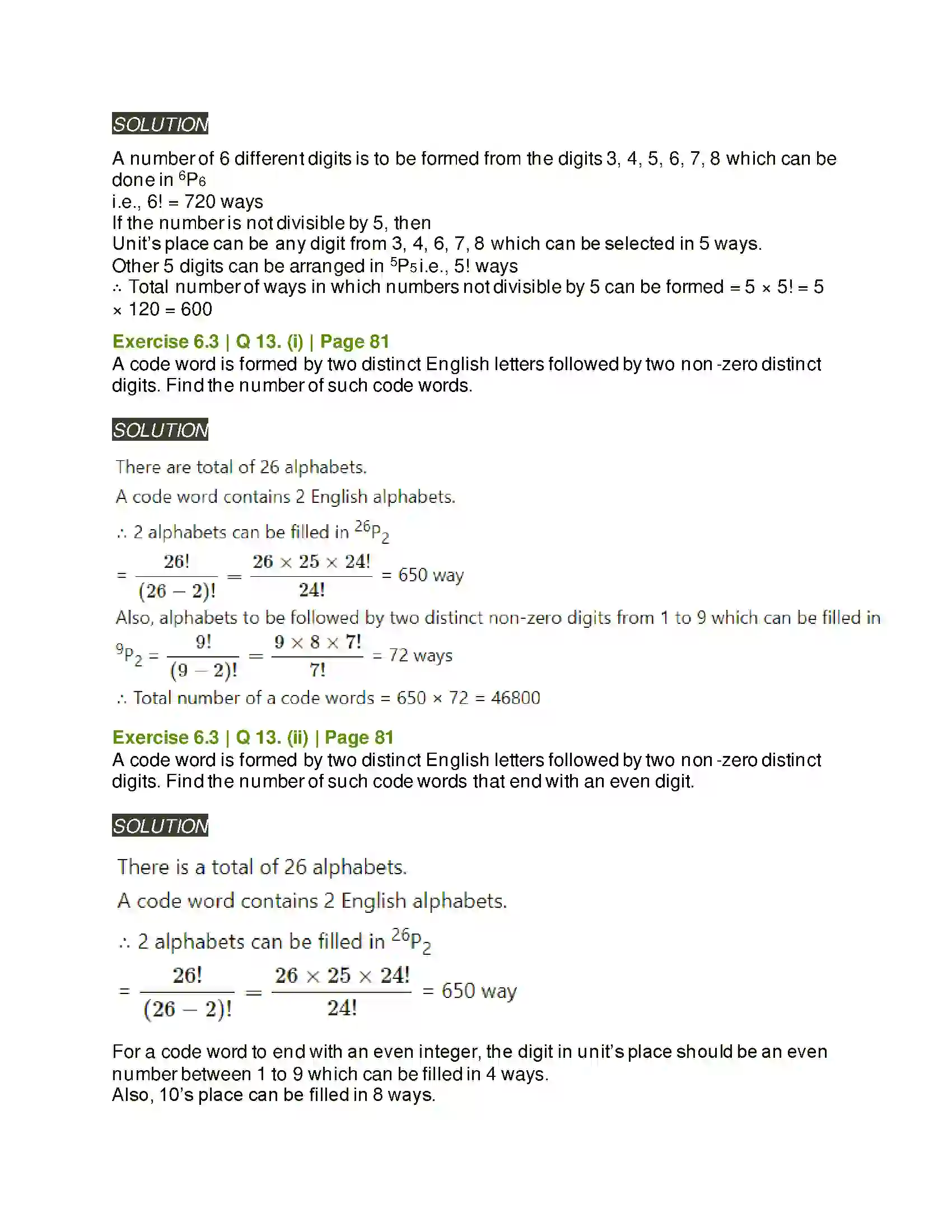 Maharashtra Board Class 11th Mathematics & Statistics - 2 Permutations and Combinations Solution 31