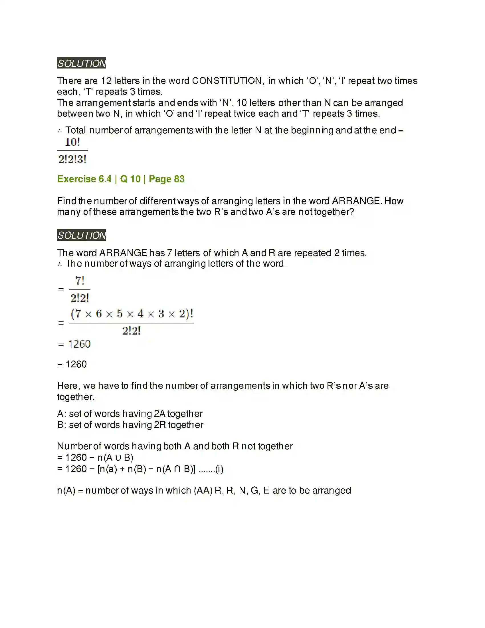 Maharashtra Board Class 11th Mathematics & Statistics - 2 Permutations and Combinations Solution 39