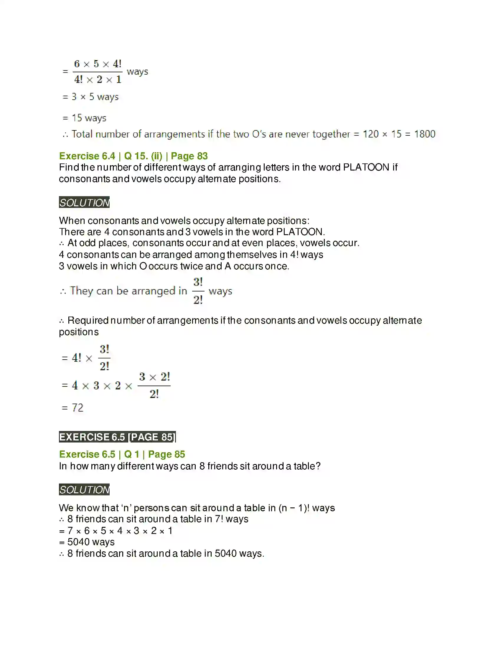 Maharashtra Board Class 11th Mathematics & Statistics - 2 Permutations and Combinations Solution 43