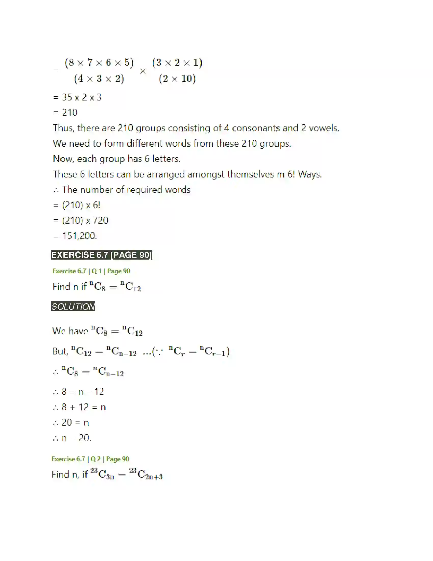 Maharashtra Board Class 11th Mathematics & Statistics - 2 Permutations and Combinations Solution 64
