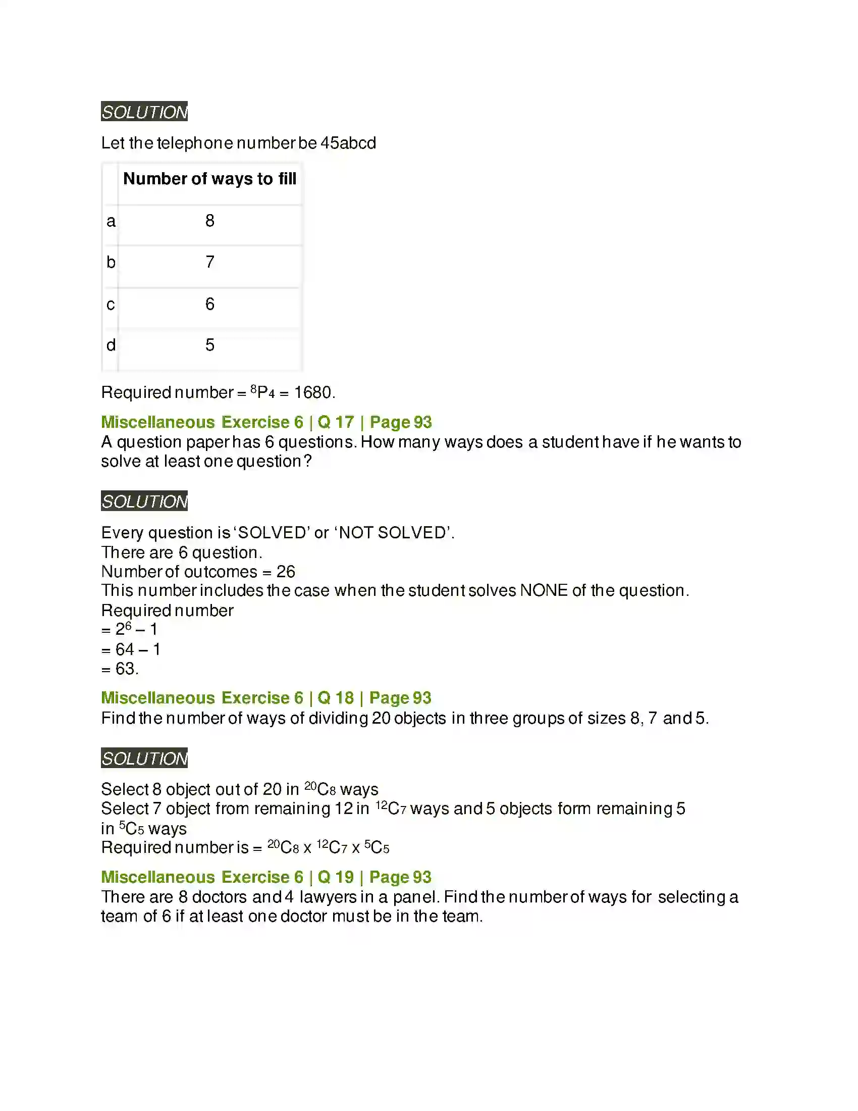 Maharashtra Board Class 11th Mathematics & Statistics - 2 Permutations and Combinations Solution 87