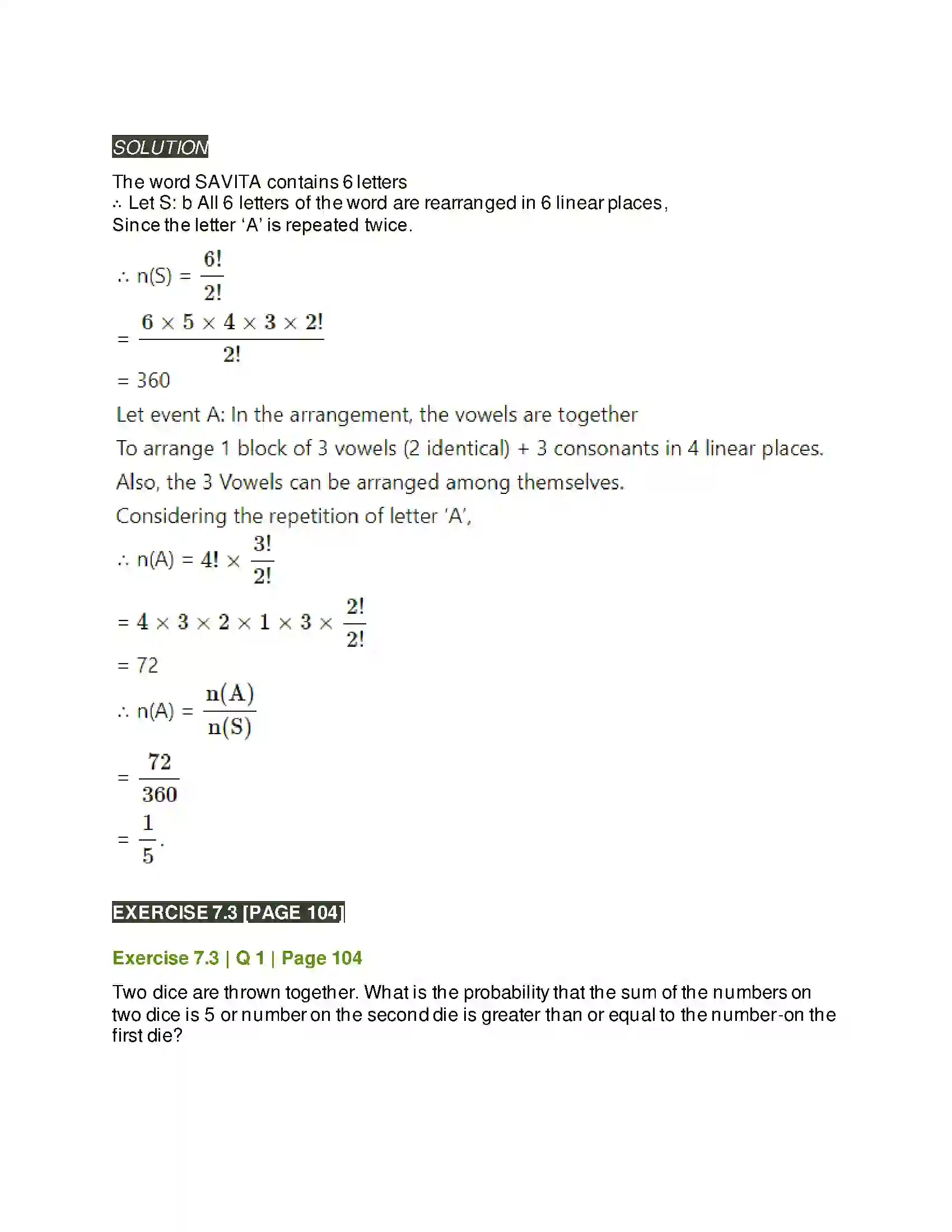 Maharashtra Board Class 11th Mathematics & Statistics - 2 Probability Solution 26