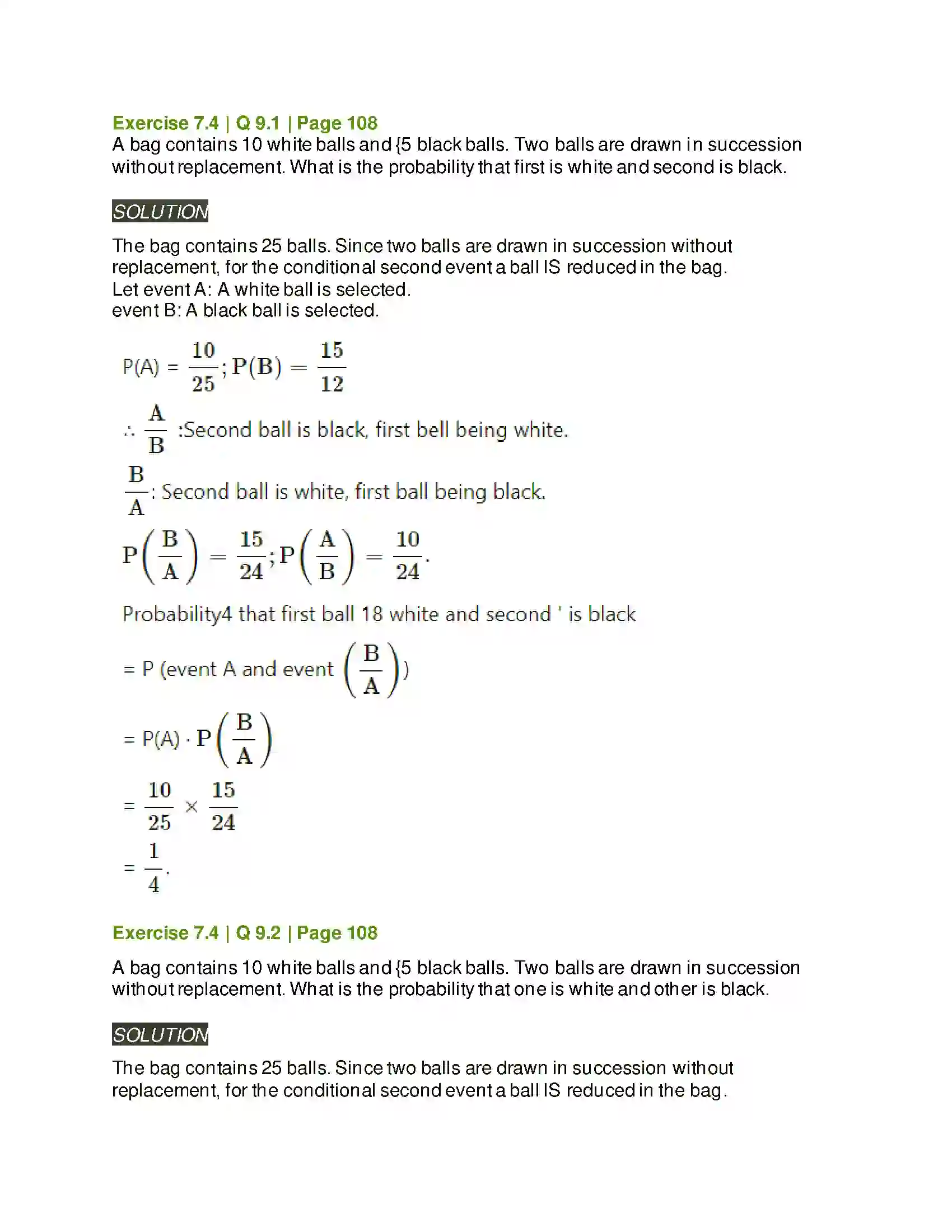Maharashtra Board Class 11th Mathematics & Statistics - 2 Probability Solution 52