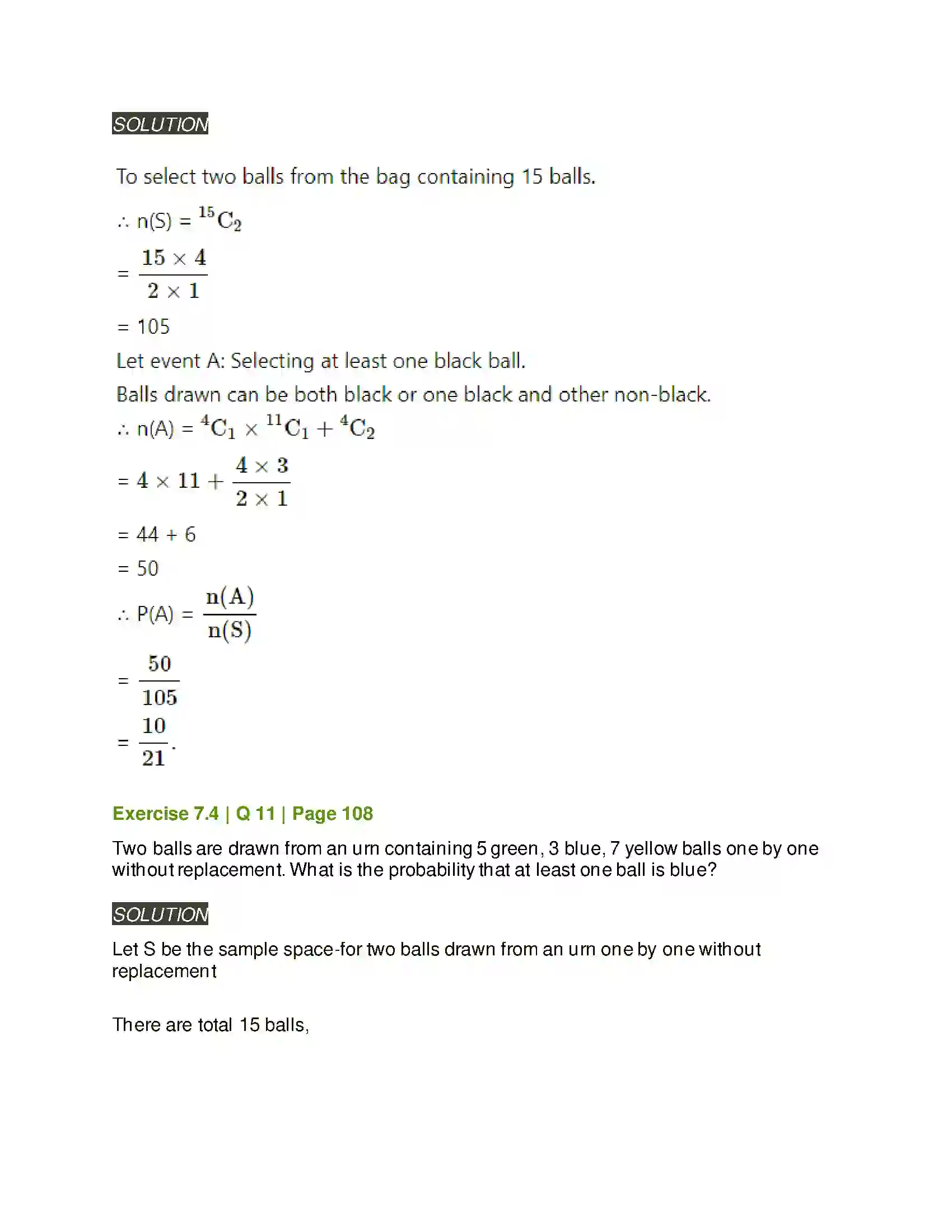 Maharashtra Board Class 11th Mathematics & Statistics - 2 Probability Solution 54
