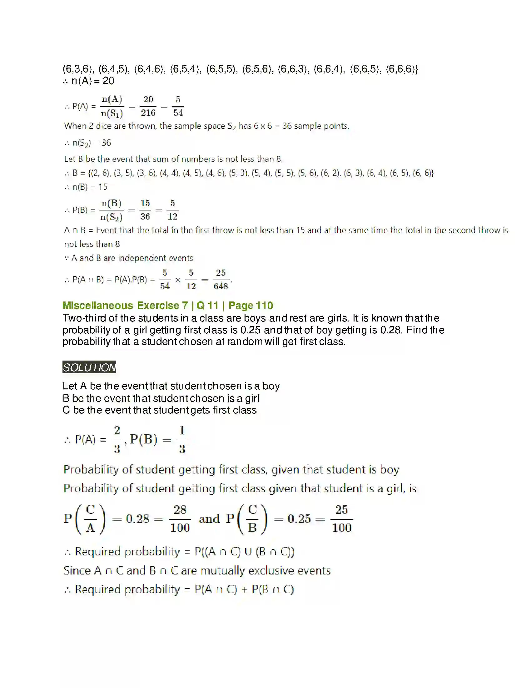 Maharashtra Board Class 11th Mathematics & Statistics - 2 Probability Solution 67