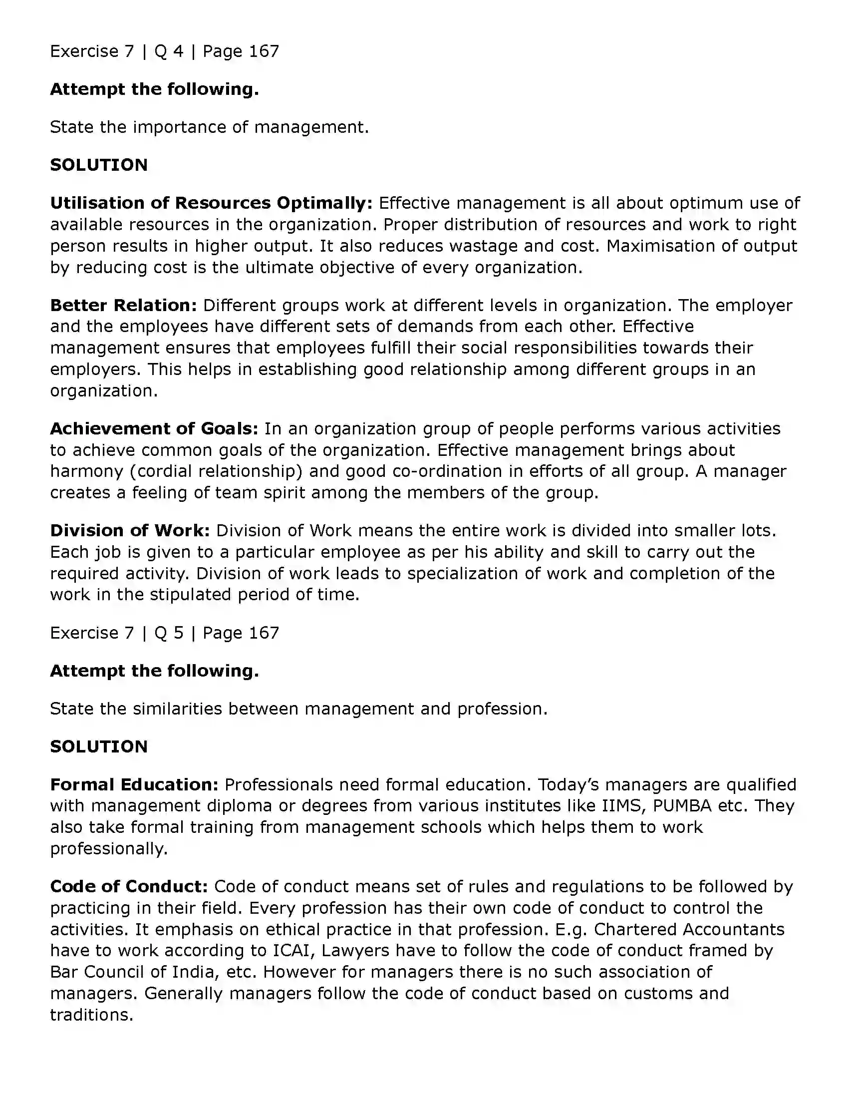 Maharashtra Board Class 11th Organisation of Commerce and Management (OC) Introduction to Management Solution 31