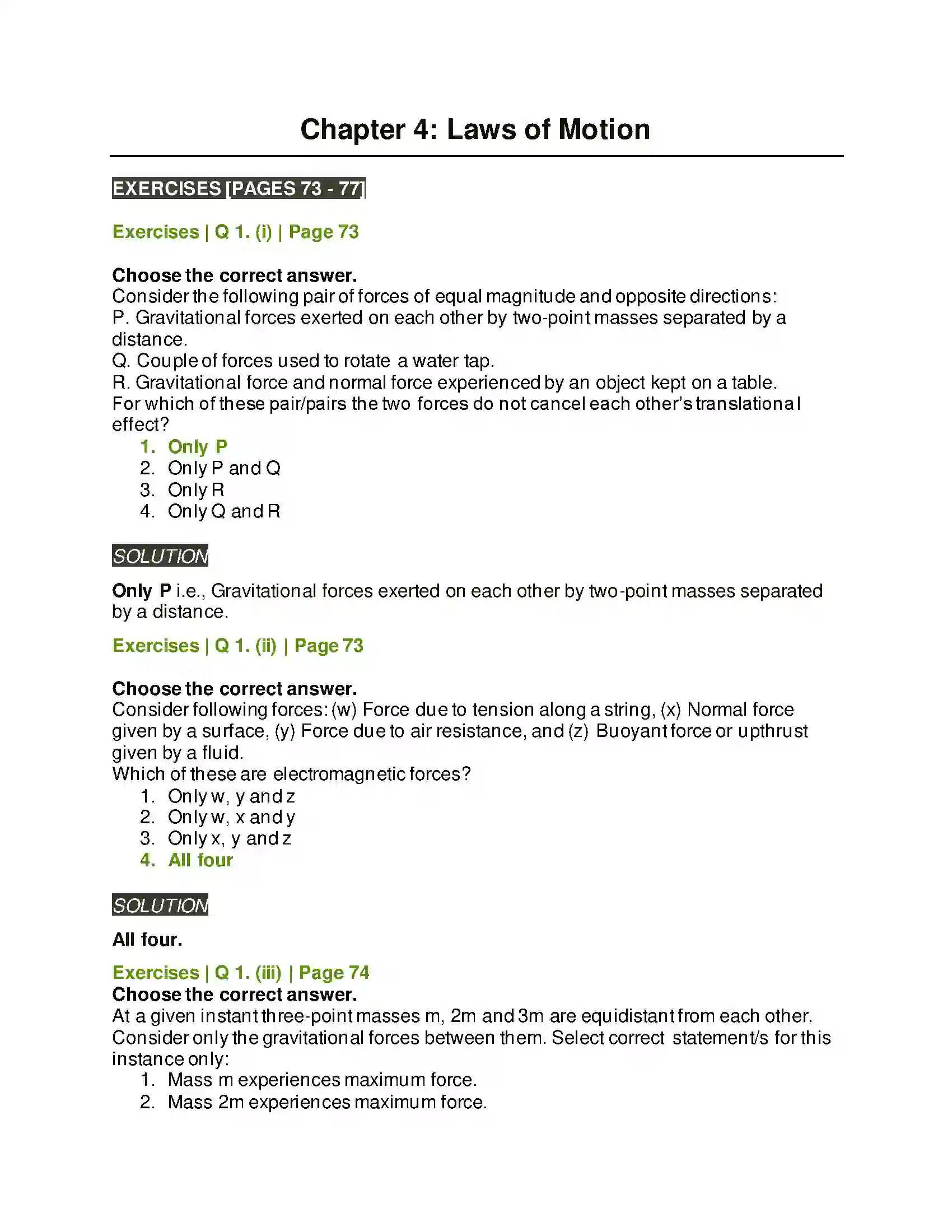 Maharashtra Board Class 11th Physics Laws of Motion Solution 1