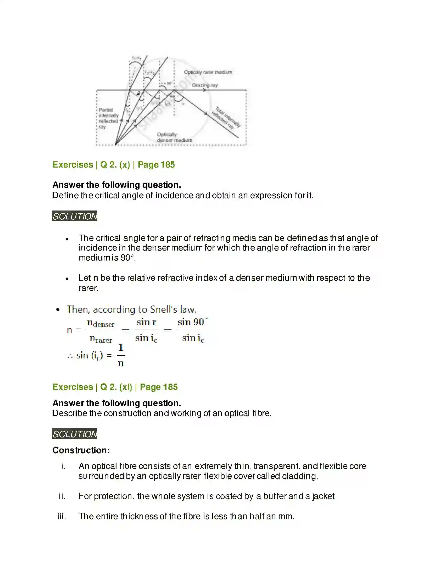 Maharashtra Board Class 11th Physics Optics Solution 11