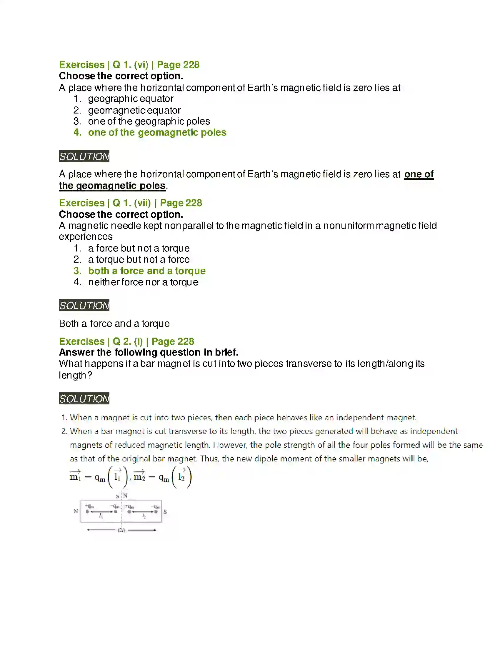 Maharashtra Board Class 11th Physics Magnetism Solution 3