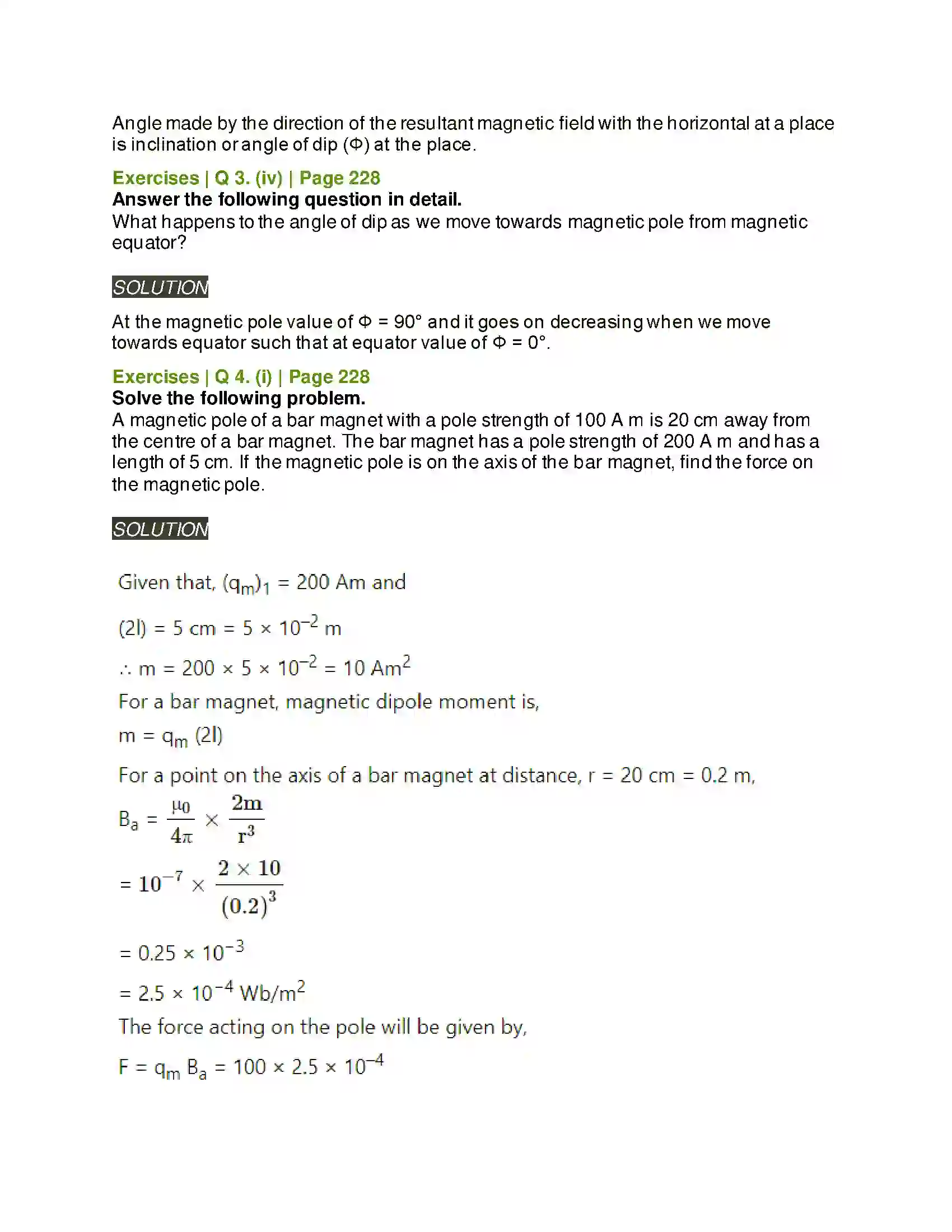 Maharashtra Board Class 11th Physics Magnetism Solution 7