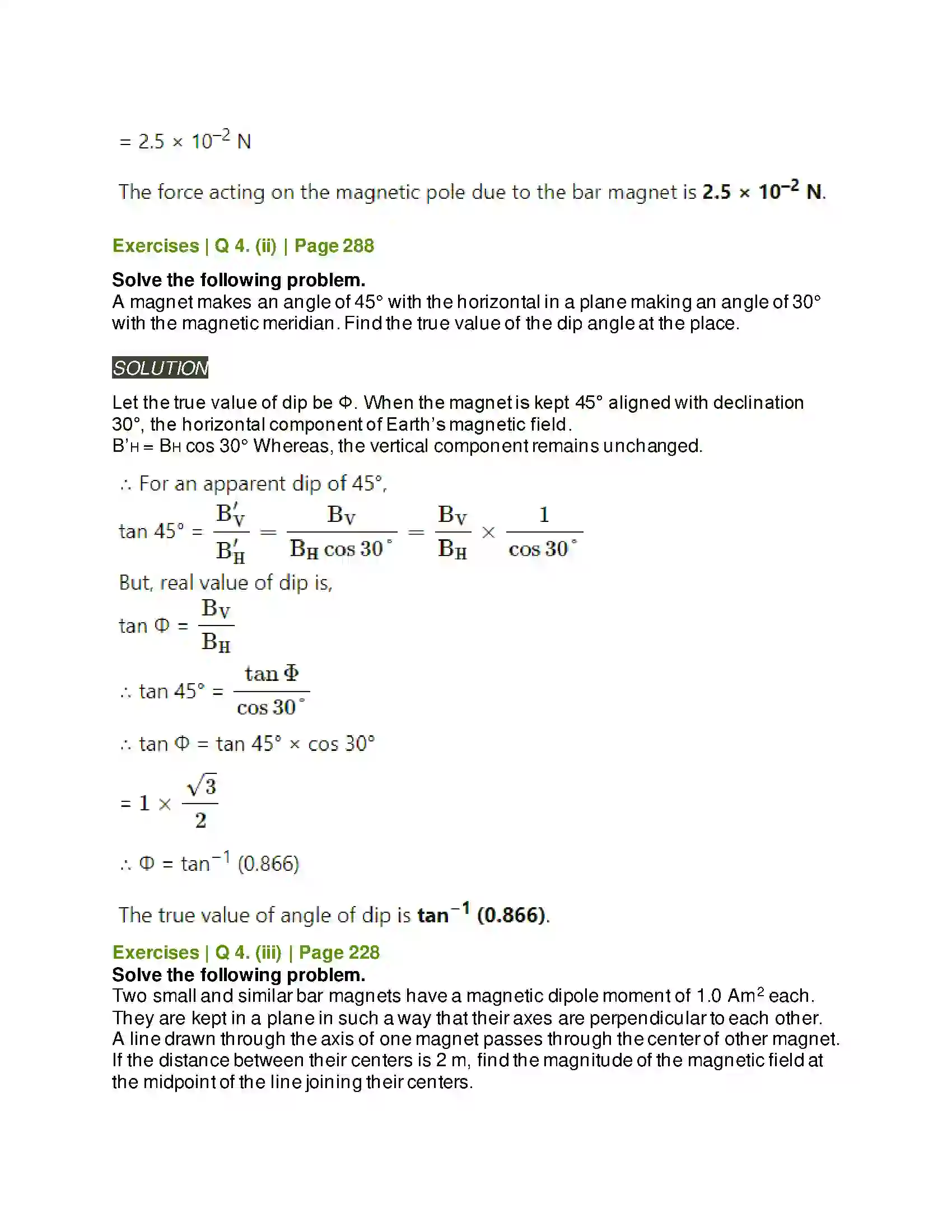 Maharashtra Board Class 11th Physics Magnetism Solution 8