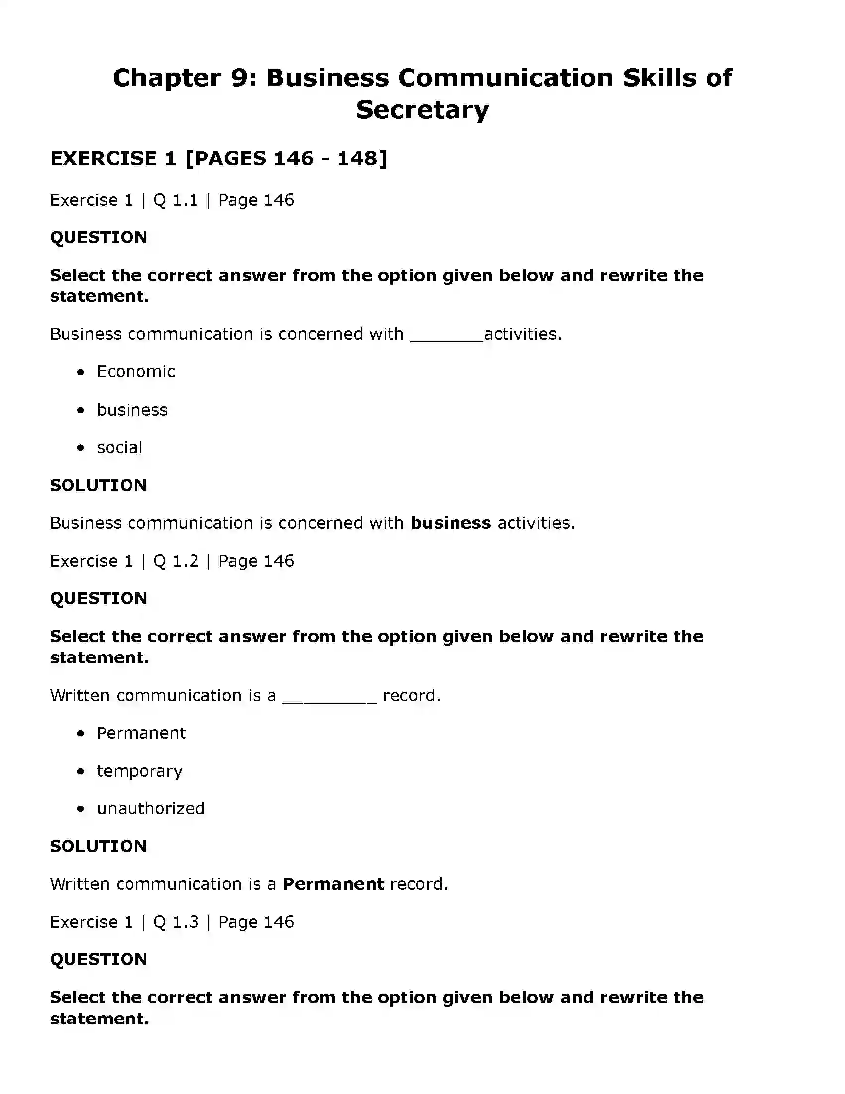 Maharashtra Board Class 11th Secretarial Practice Business Communication Skills of Secretary Solution 1
