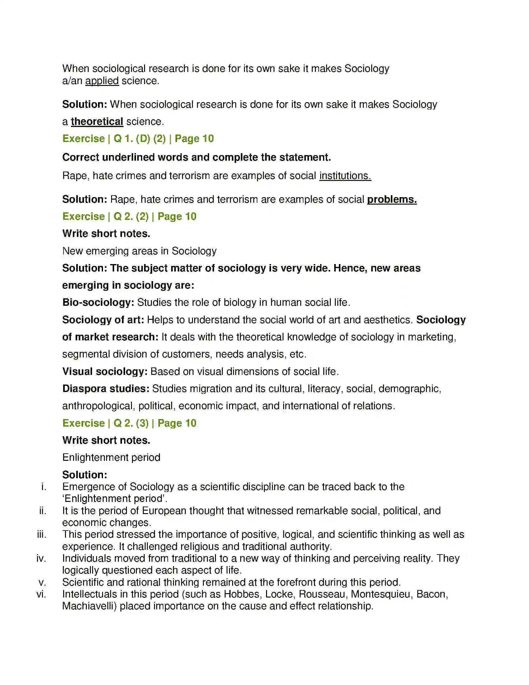 Maharashtra Board Class 11th Sociology Introduction to Sociology Solution 3