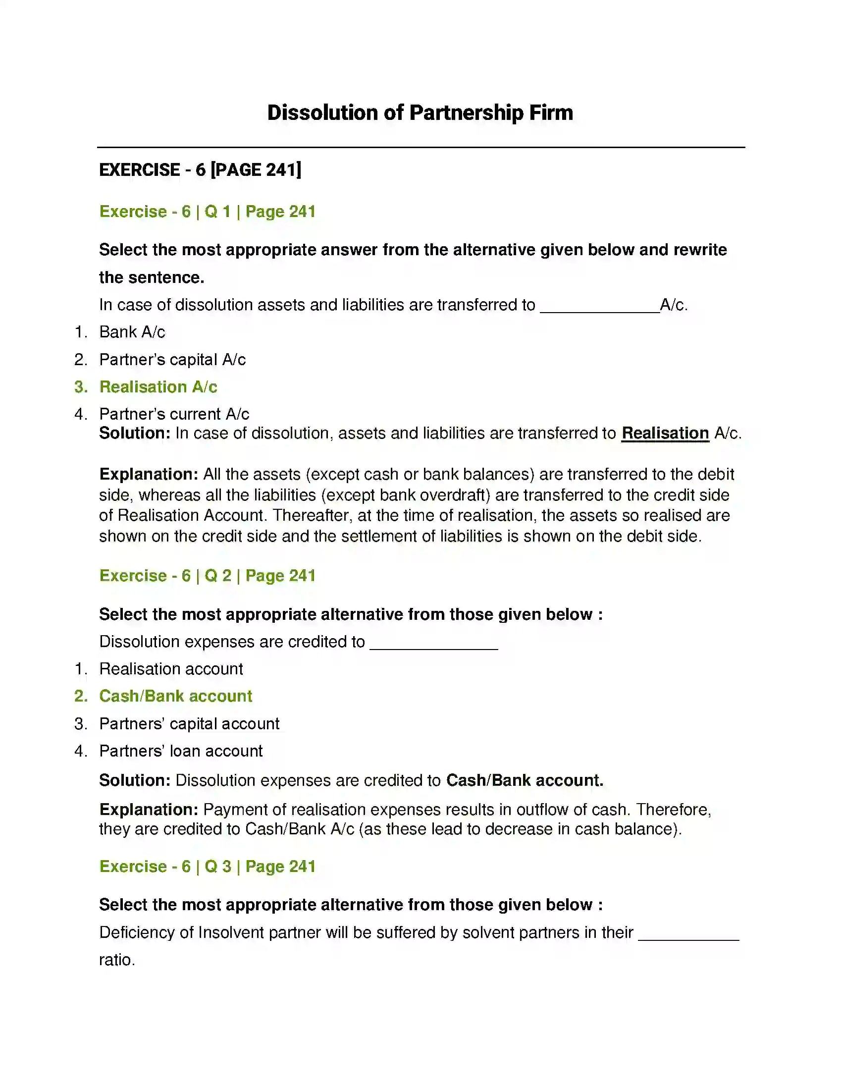 Maharashtra Board Class 12th Book Keeping & Accountancy Dissolution of Partnership Firm Solution 1