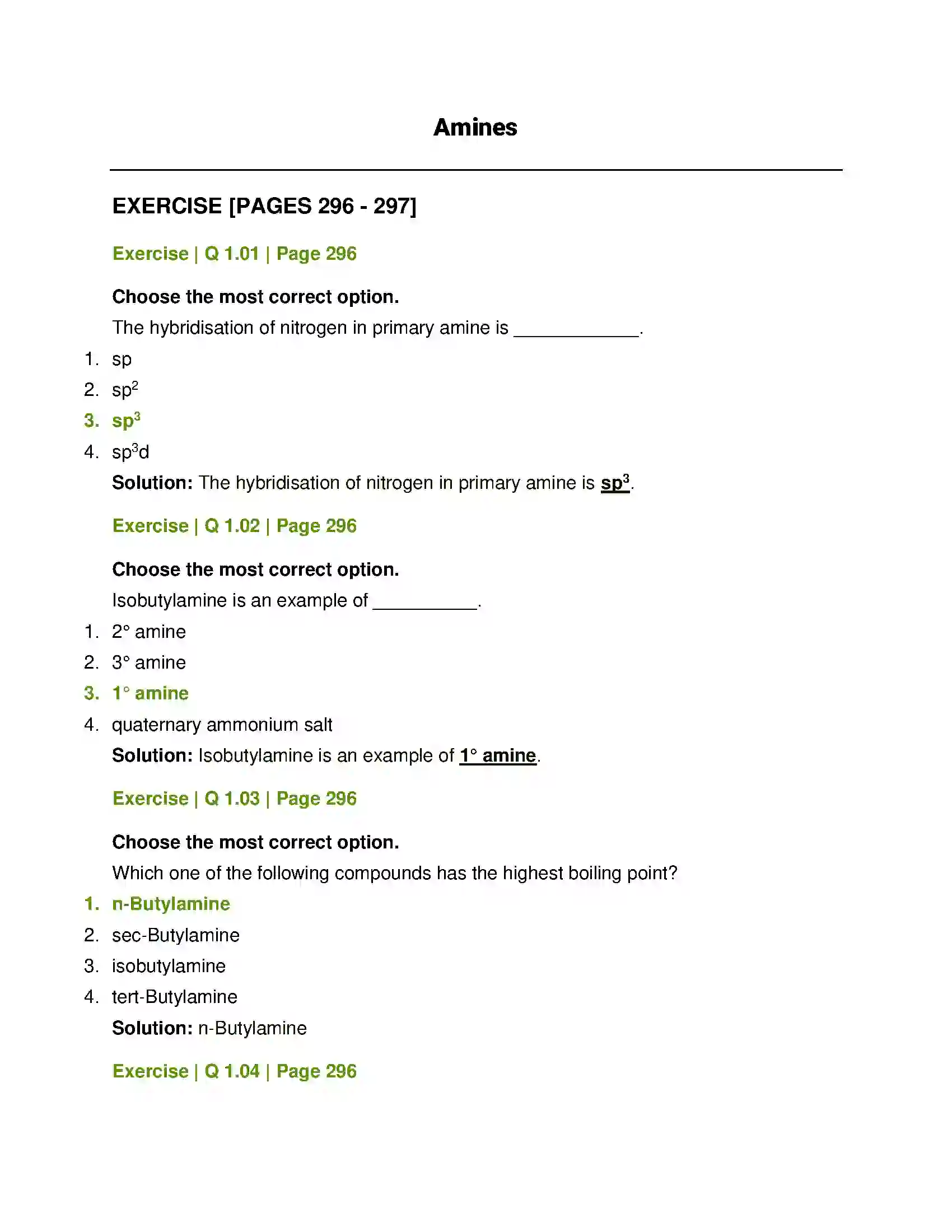 Maharashtra Board Class 12th Chemistry Amines Solution 1