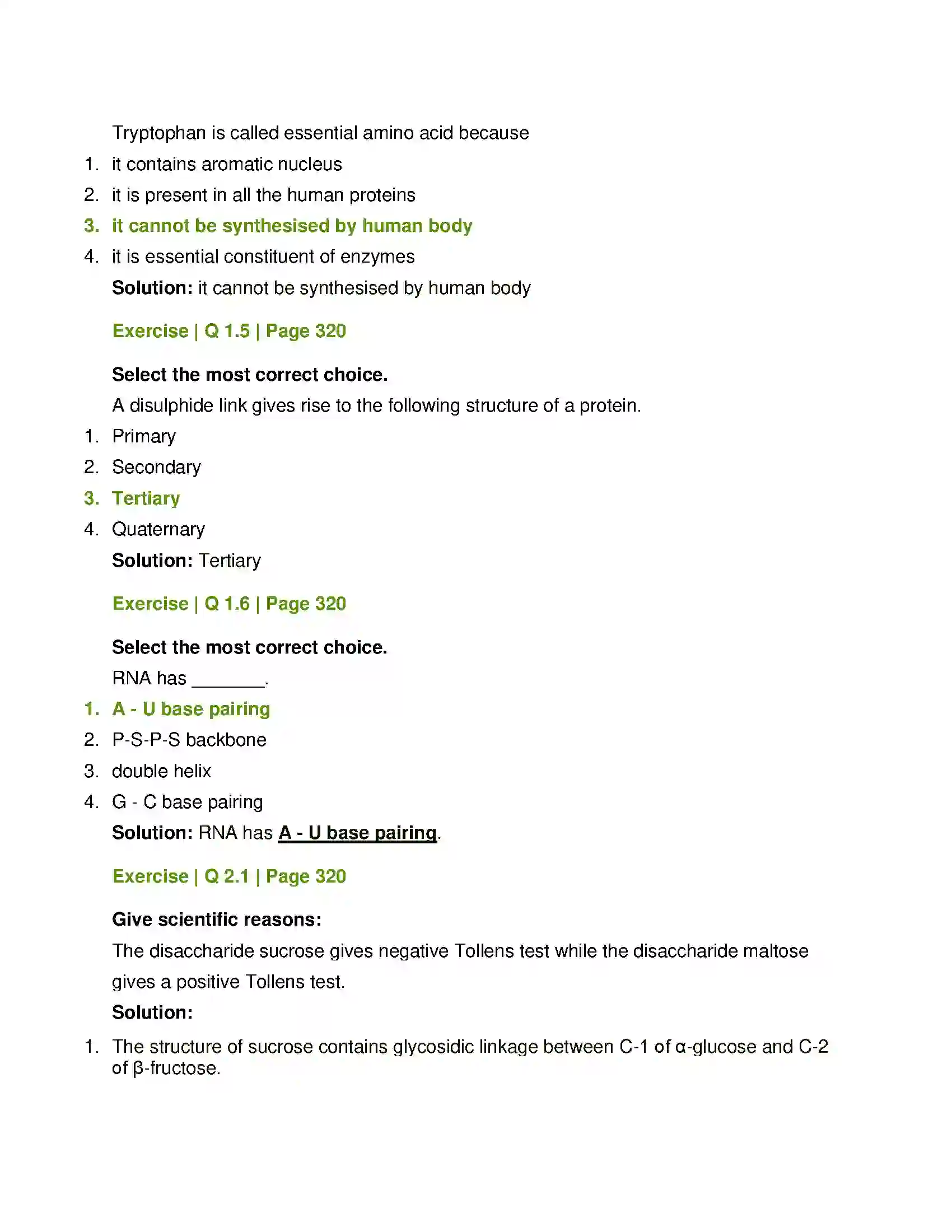Maharashtra Board Class 12th Chemistry Biomolecules Solution 2