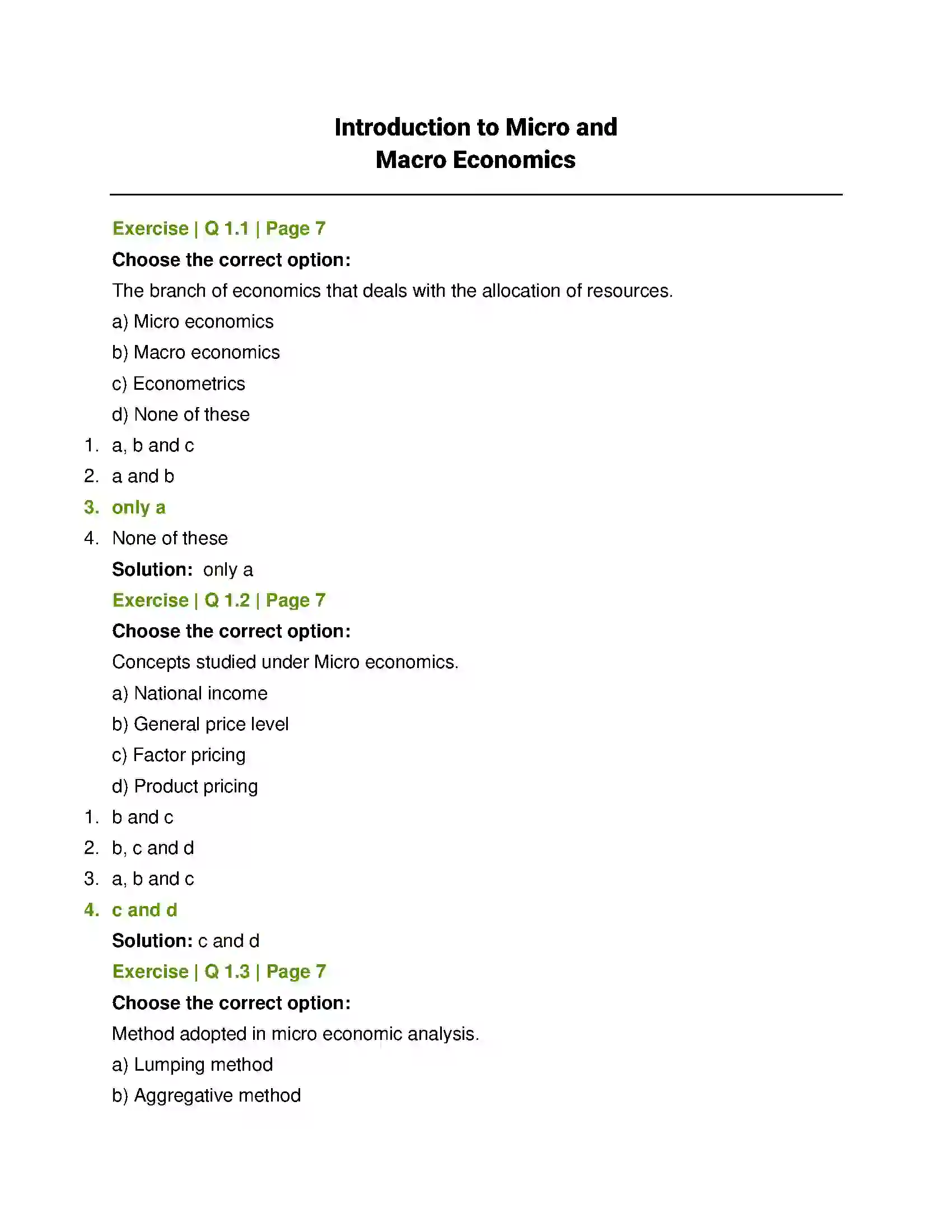 Maharashtra Board Class 12th Economics Introduction to Micro and Macro Economics Solution 1