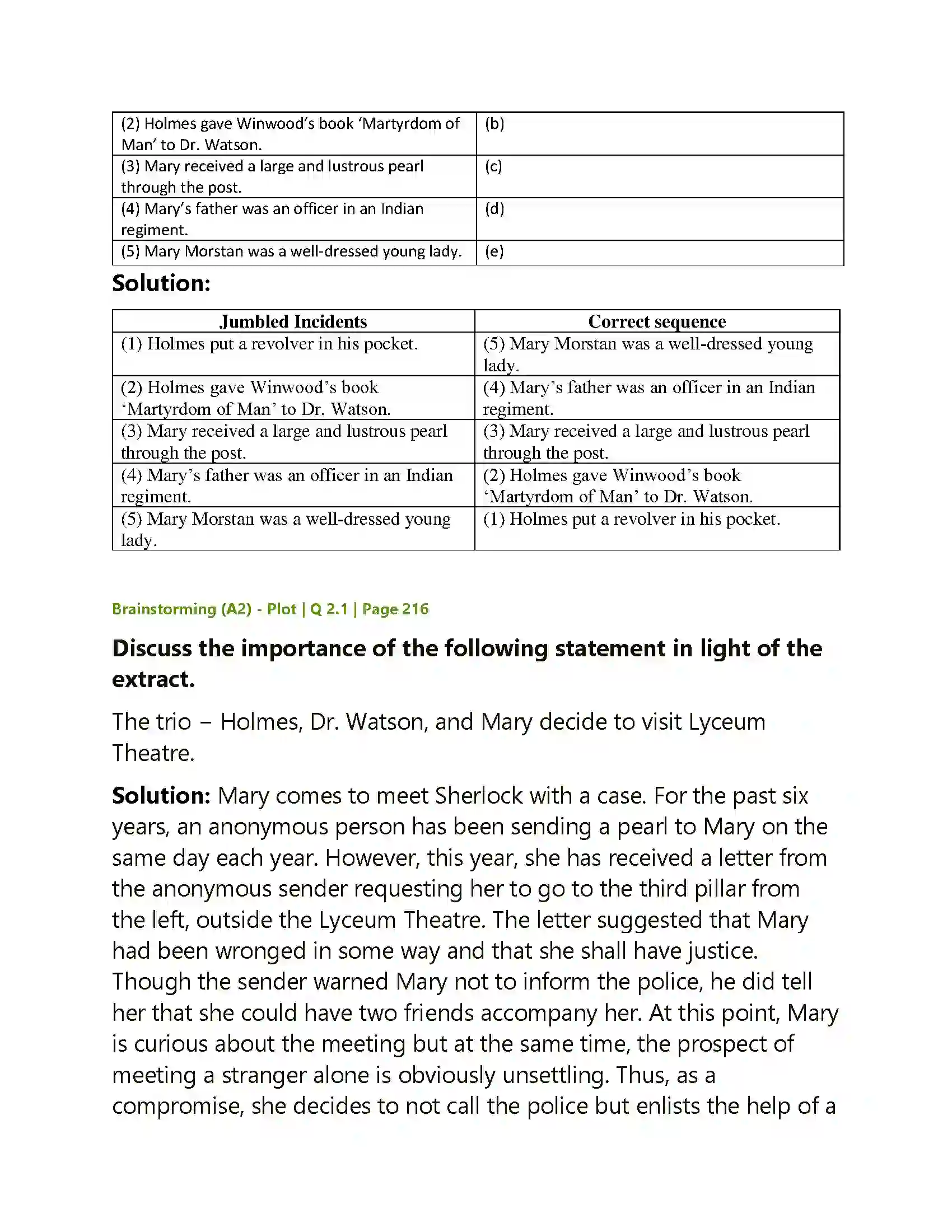 Maharashtra Board Class 12th English The Sign of Four Solution 7