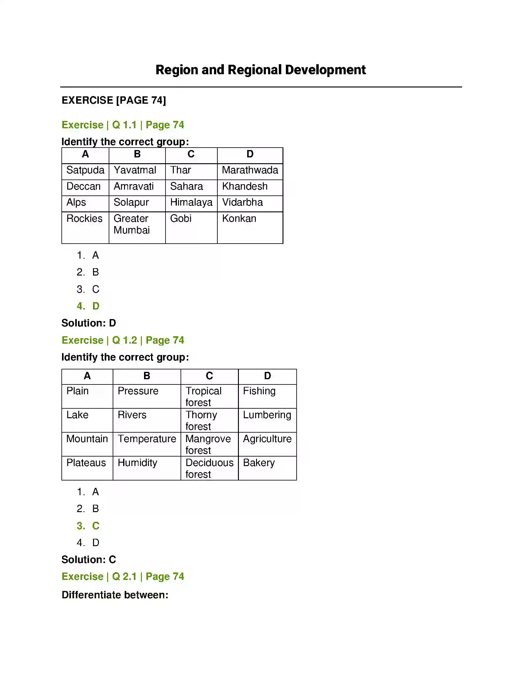 Maharashtra Board Class 12th Geography Region and Regional Development Solution 1