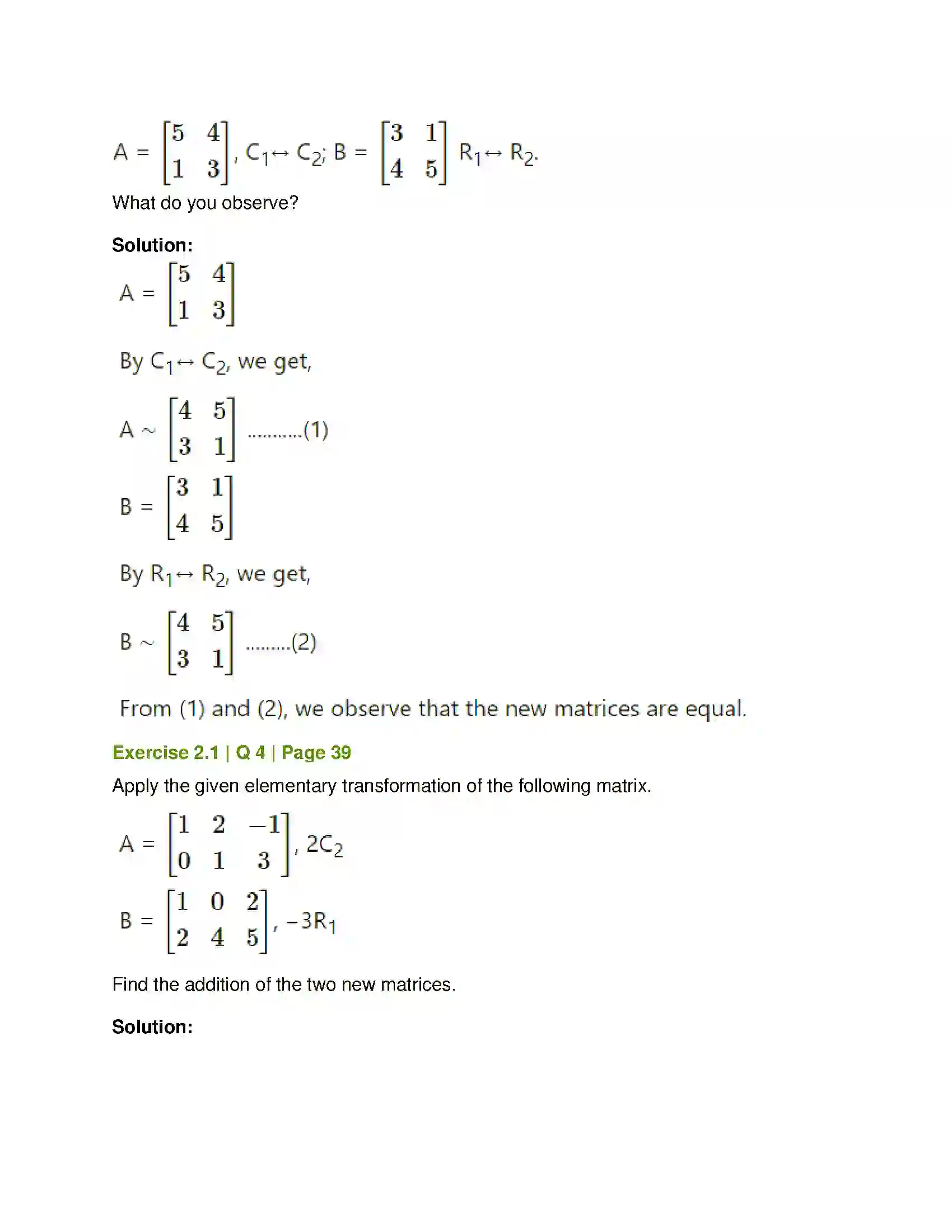 Maharashtra Board Class 12th Mathematics & Statistics-1 (Arts & Science) Matrics Solution 2