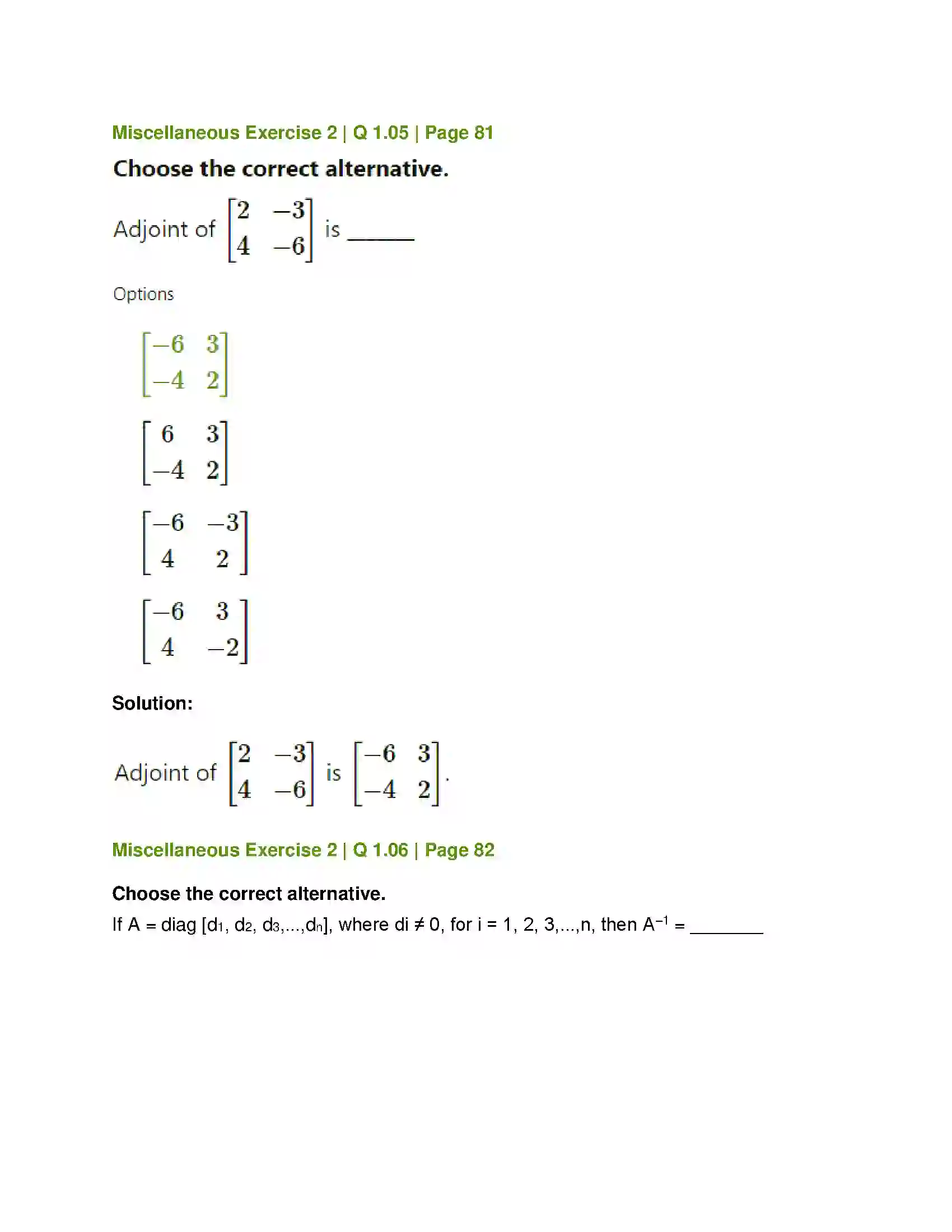 Maharashtra Board Class 12th Mathematics & Statistics-1 (Commerce) Matrices Solution 106