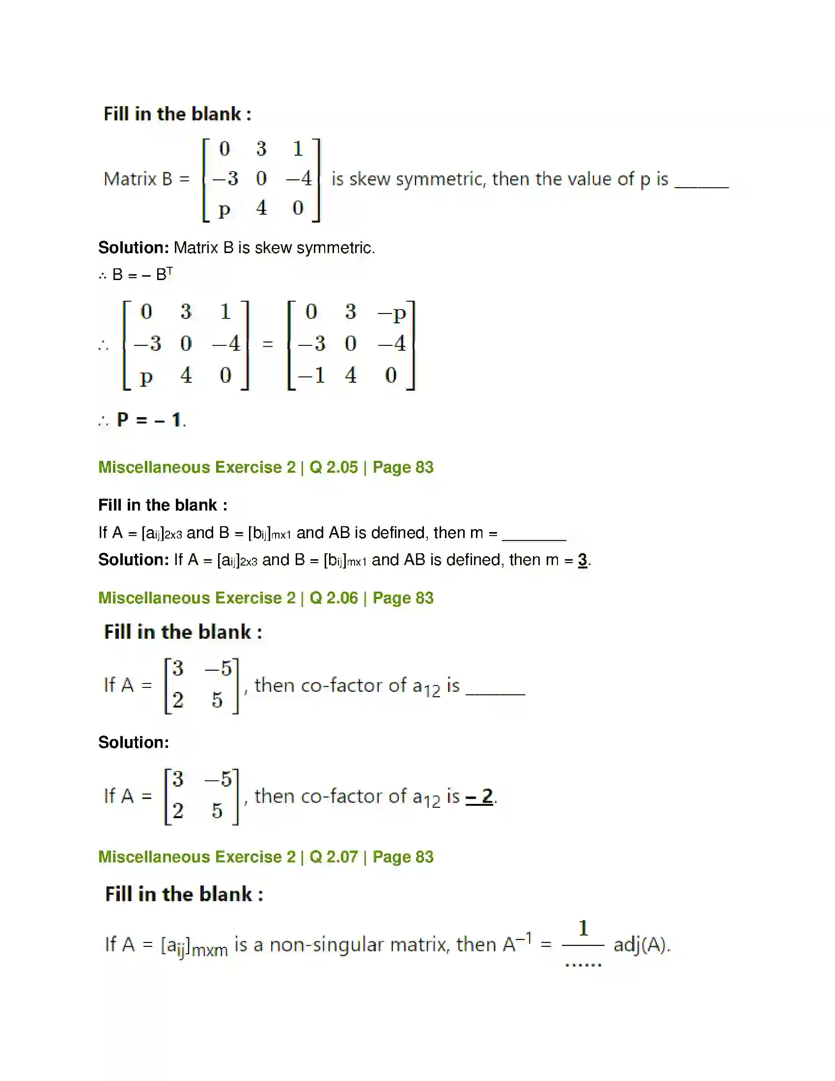 Maharashtra Board Class 12th Mathematics & Statistics-1 (Commerce) Matrices Solution 114