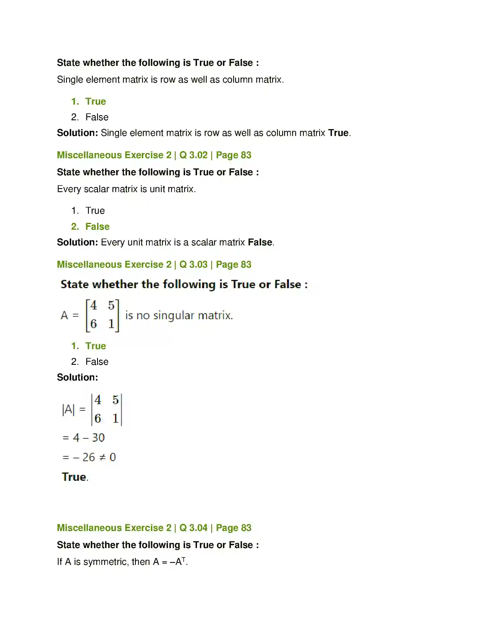 Maharashtra Board Class 12th Mathematics & Statistics-1 (Commerce) Matrices Solution 116