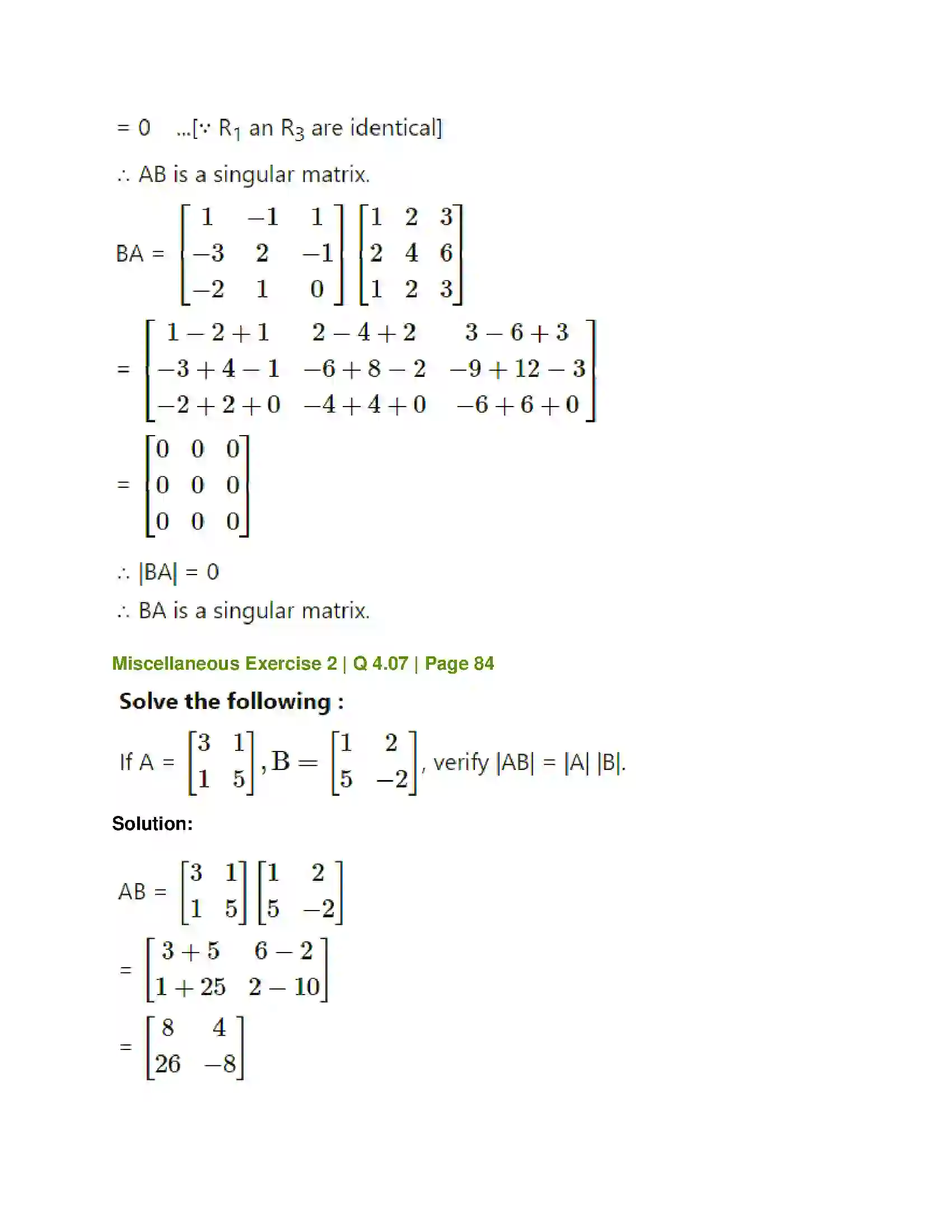 Maharashtra Board Class 12th Mathematics & Statistics-1 (Commerce) Matrices Solution 126