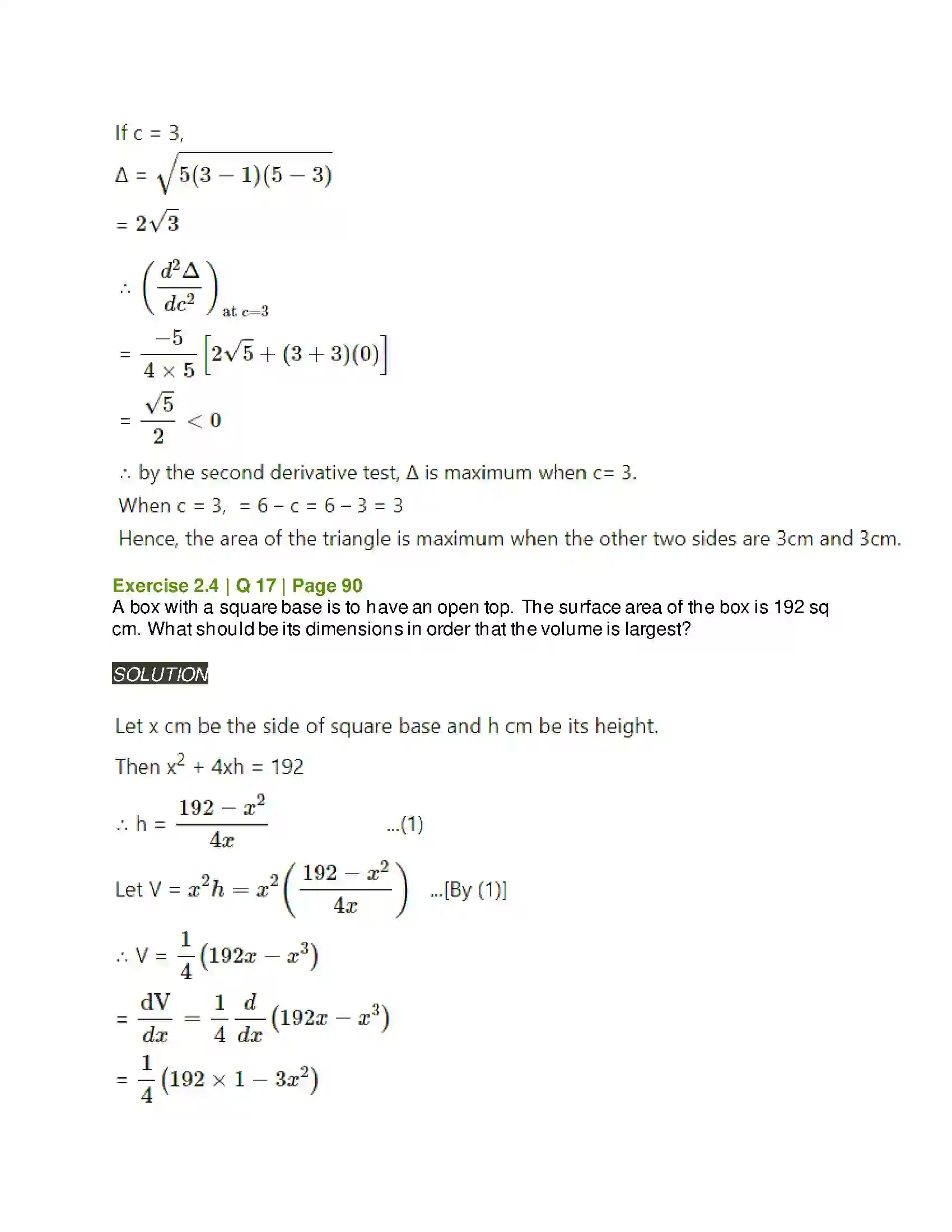Maharashtra Board Class 12th Mathematics & Statistics-2 (Arts & Science) Applications of Derivatives Solution 102