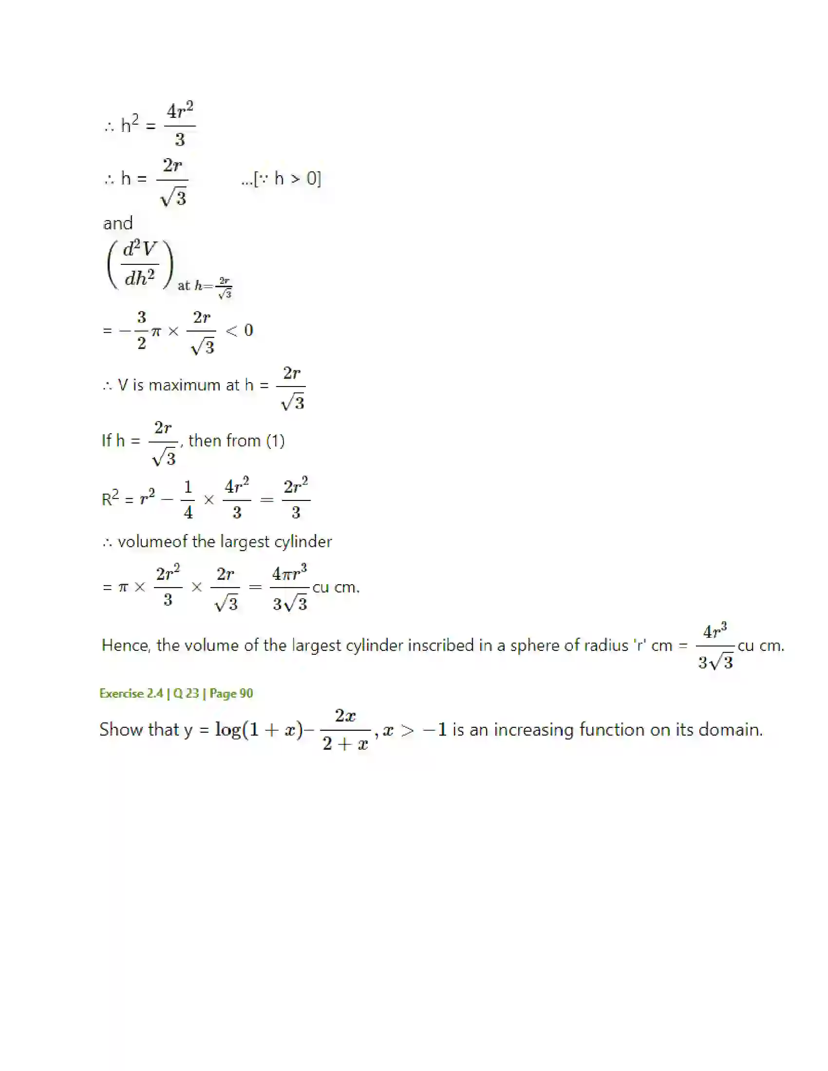 Maharashtra Board Class 12th Mathematics & Statistics-2 (Arts & Science) Applications of Derivatives Solution 110